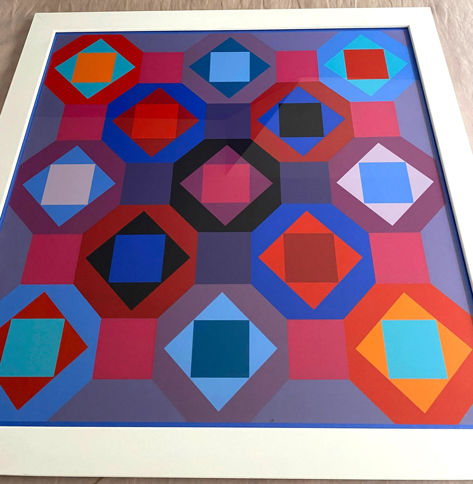 Original Victor Vasarely "Oc-Ta" Op Art Screenprint, Framed - 4