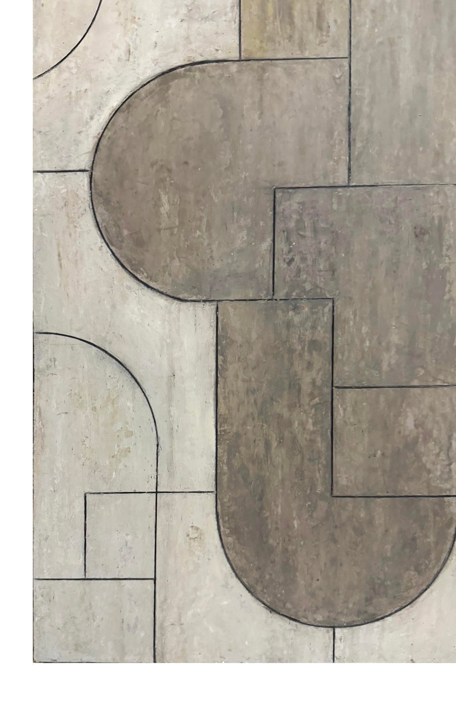 Contemporary Geometric Abstract Oil Painting Neutral Colors by Stephen Cimini - 2