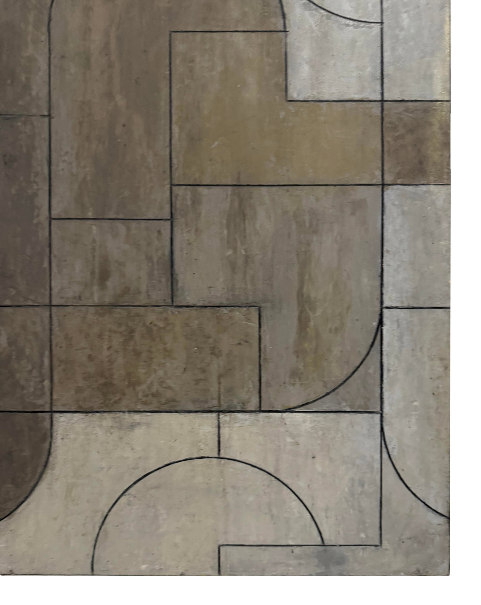 Contemporary Geometric Abstract Oil Painting Neutral Colors by Stephen Cimini - 3