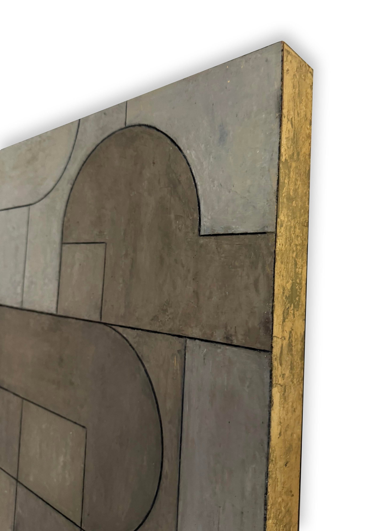 Contemporary Geometric Abstract Oil Painting Neutral Colors by Stephen Cimini - 4
