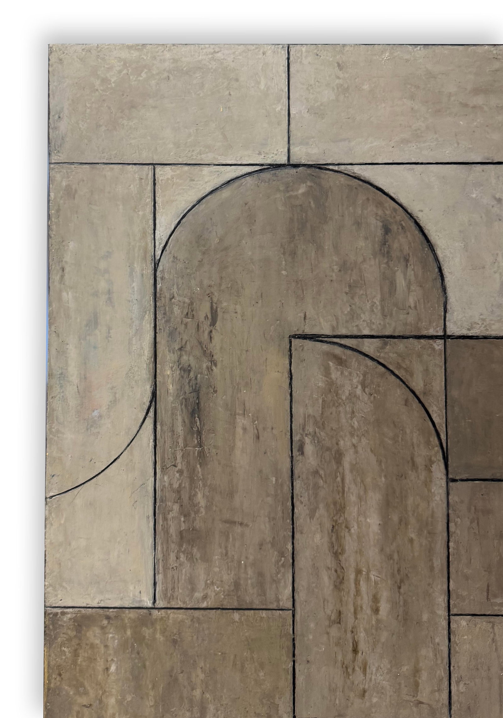 Contemporary Geometric Abstract Oil Painting Neutral Colors by Stephen Cimini - 5