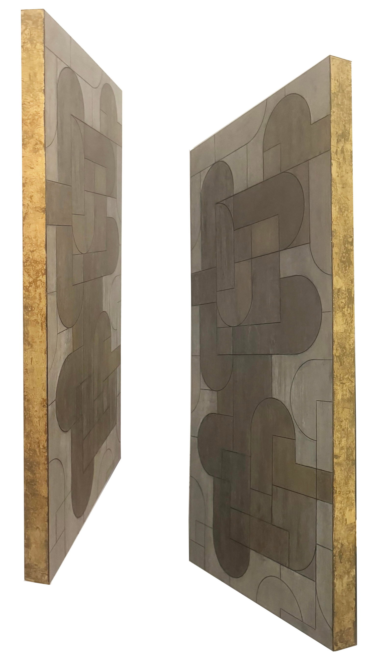 Contemporary Geometric Abstract Oil Painting Neutral Colors by Stephen Cimini - 6