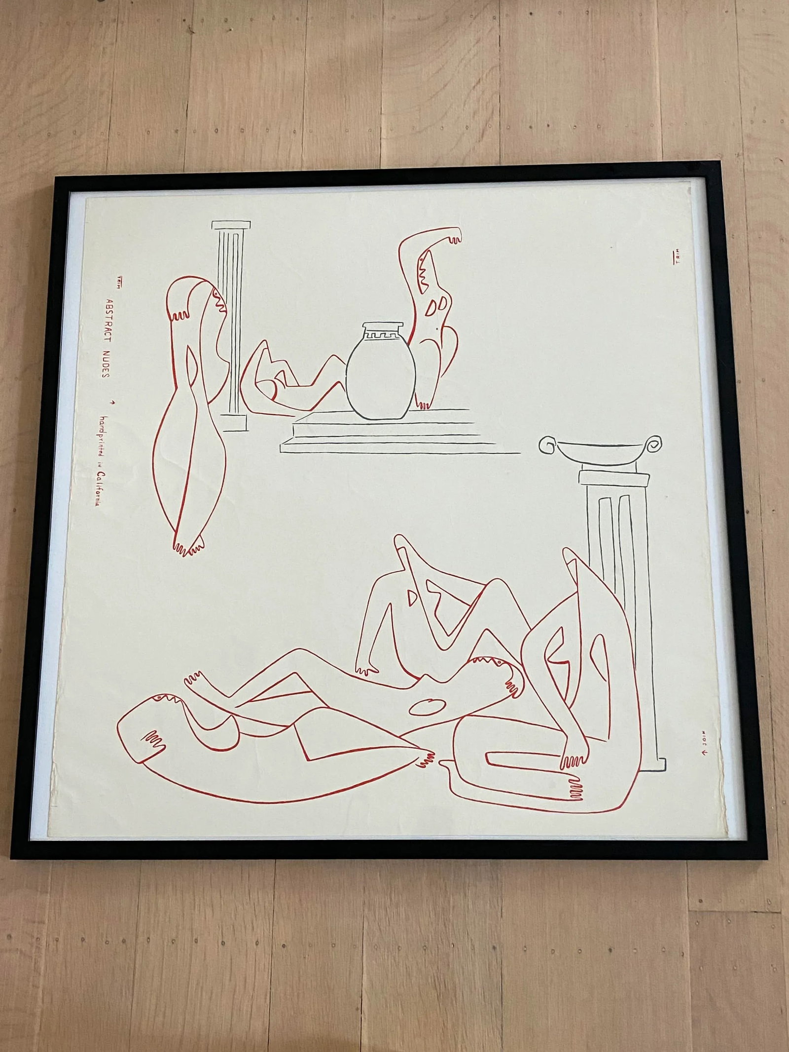 1950s Modernist Abstract Figurative Print, Framed - 2