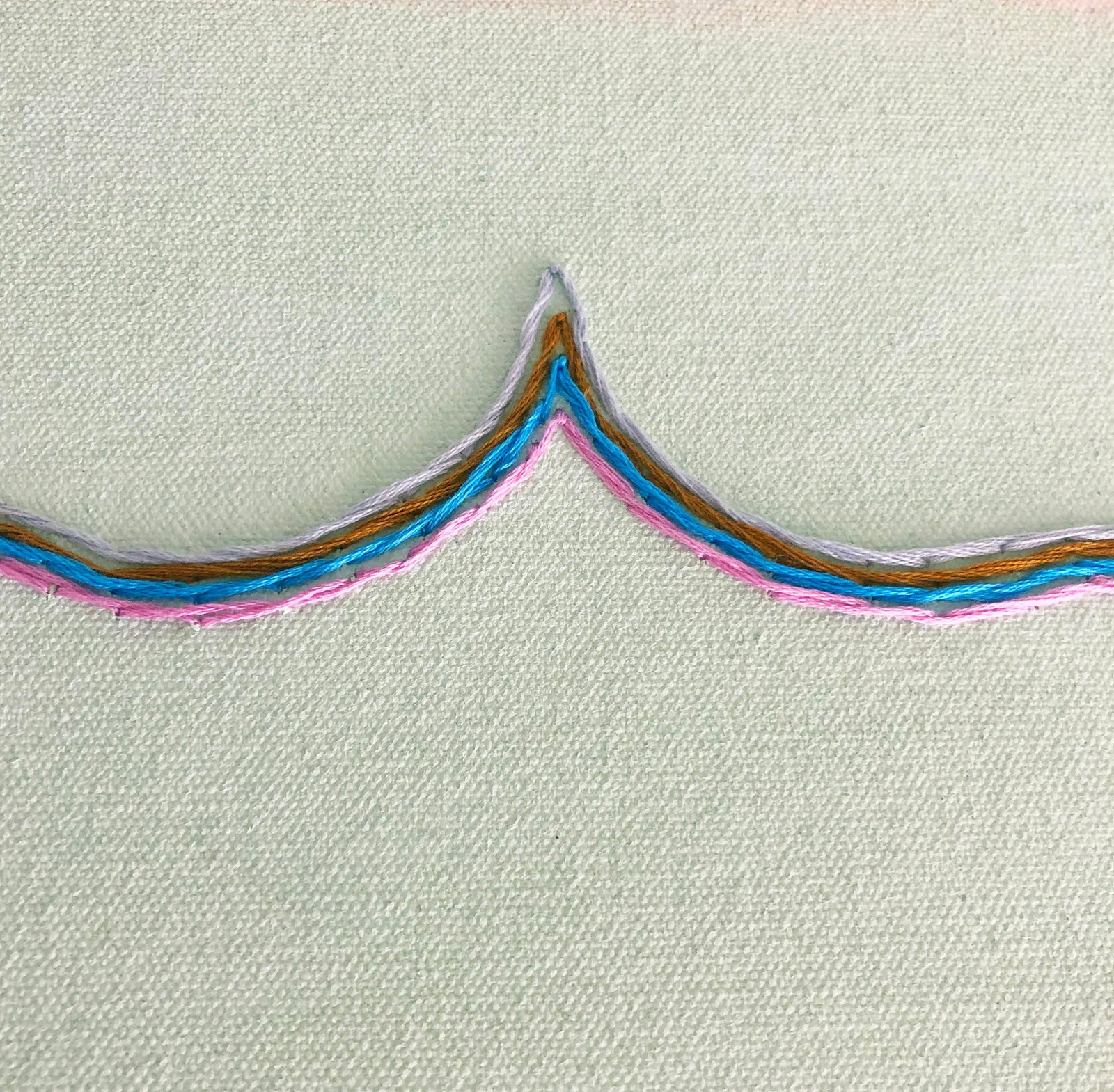Original Painting | Turquoise Abstract Painting With Whimsical Arch Shape, 14 X 28 In. - 5