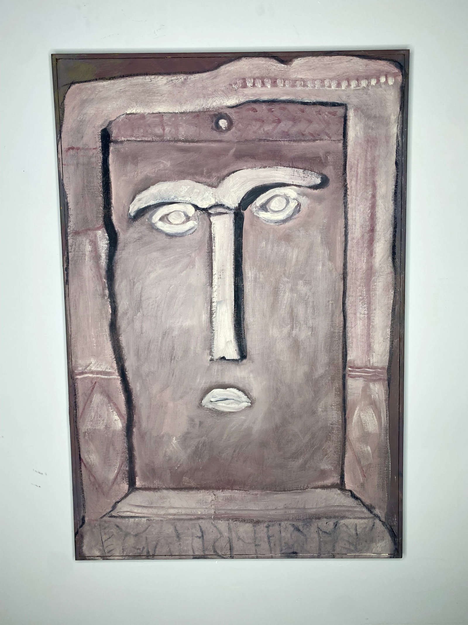 1980s Abstract Face Original Oil Painting by Dorothy Preston, Framed - 11