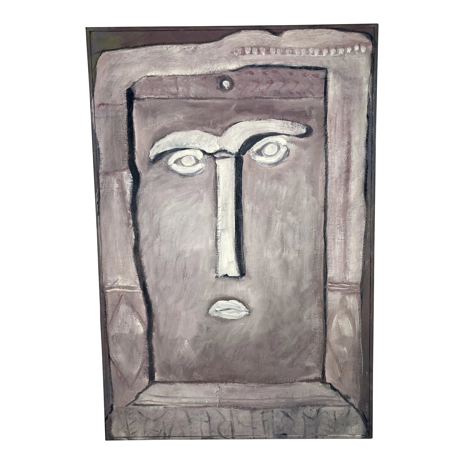 1980s Abstract Face Original Oil Painting by Dorothy Preston, Framed: Preston (1913-1997)was a renowned Washington DC painter whose work is a visual treat and has been represented and shown in many public and private collections throughout the world including the Corcor