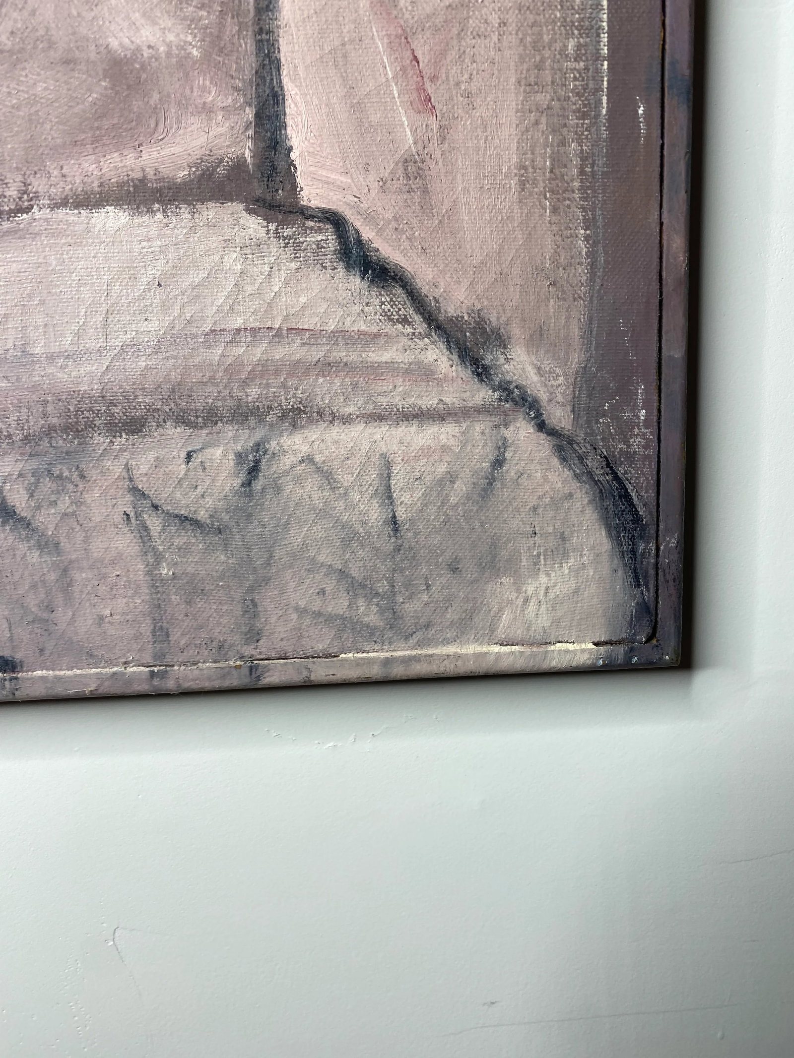 1980s Abstract Face Original Oil Painting by Dorothy Preston, Framed - 2