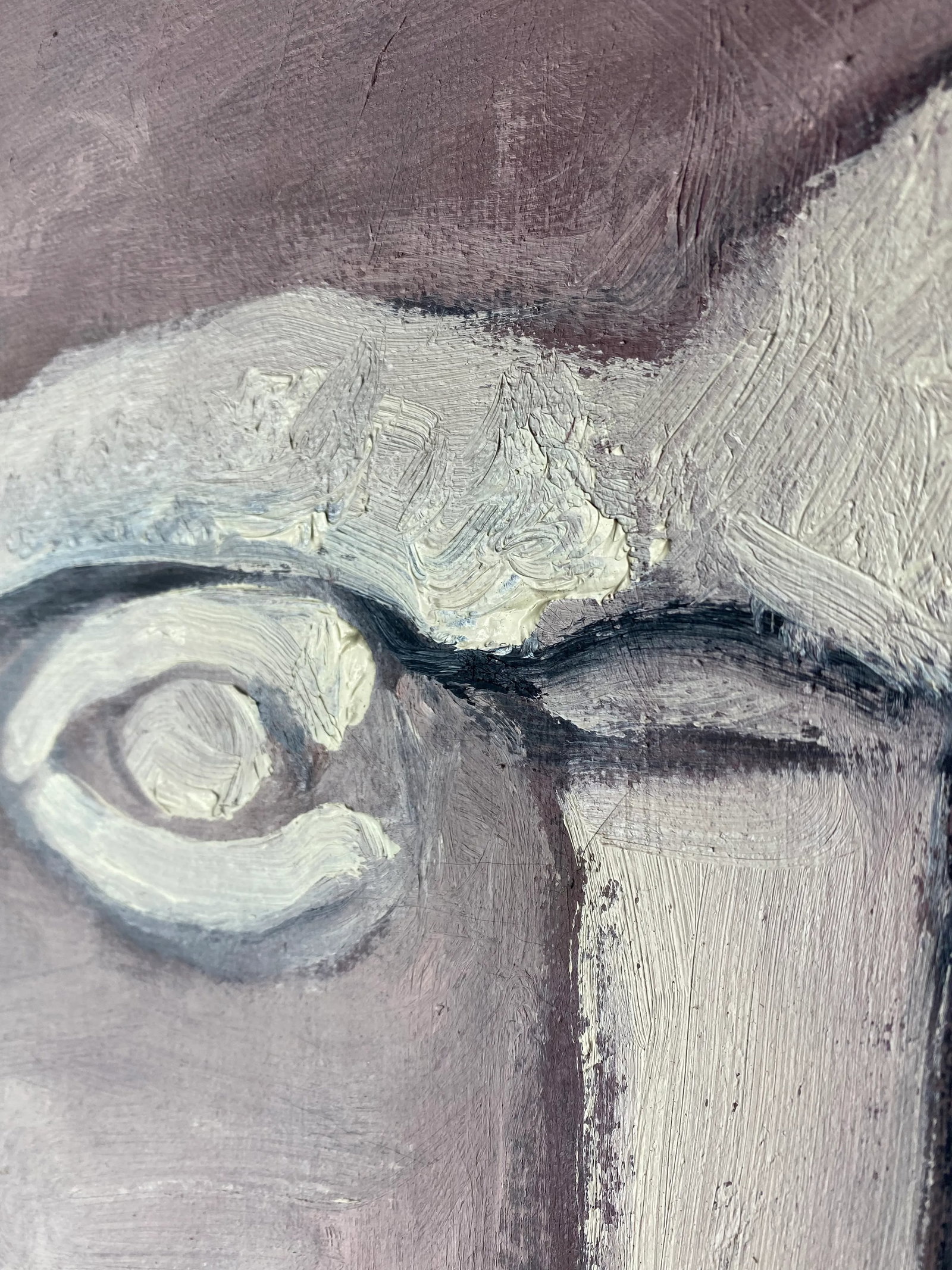 1980s Abstract Face Original Oil Painting by Dorothy Preston, Framed - 5