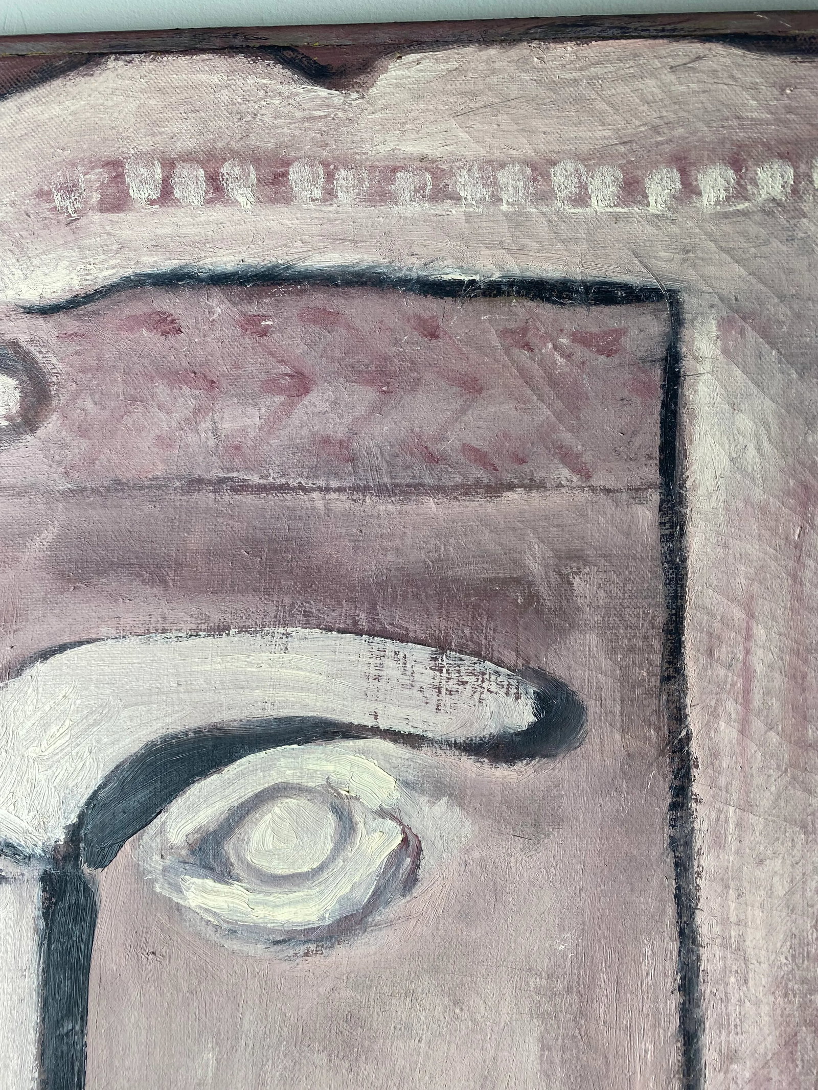 1980s Abstract Face Original Oil Painting by Dorothy Preston, Framed - 6