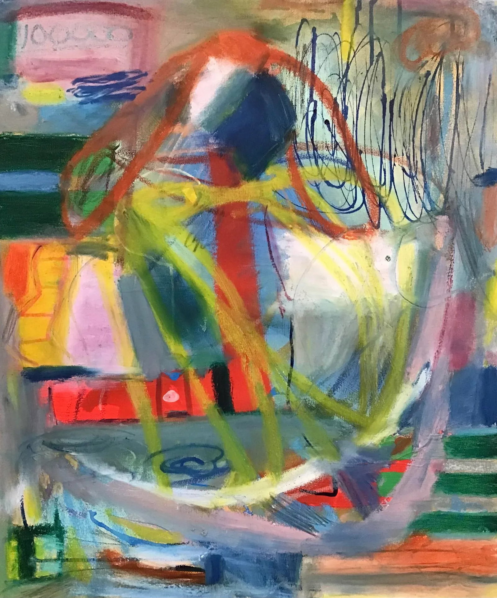 "MM120321" Contemporary Abstract Expressionist Mixed-Media Painting on Stretched Canvas: Mixed Media Painting on 24" by 20". Stretched Canvas. Artist signed on the back side with S. Stilgenbauer (CA Artist Stephen Stilgenbauer). Condition: Imperfections: No Imperfections Condition Notes: