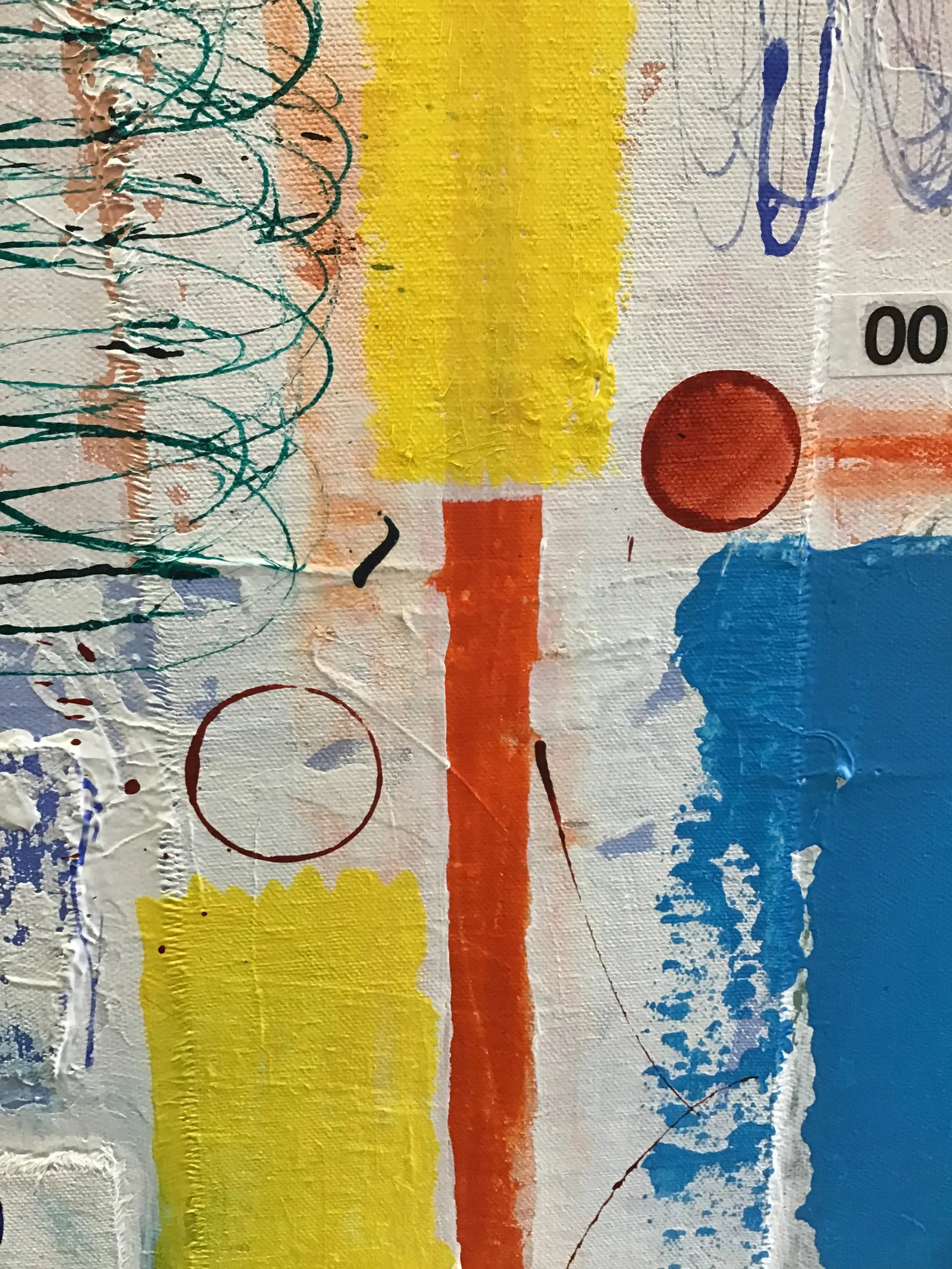"Red Ball" Contemporary Abstract Mixed-Media Painting by Stephen Stilgenbauer - 2