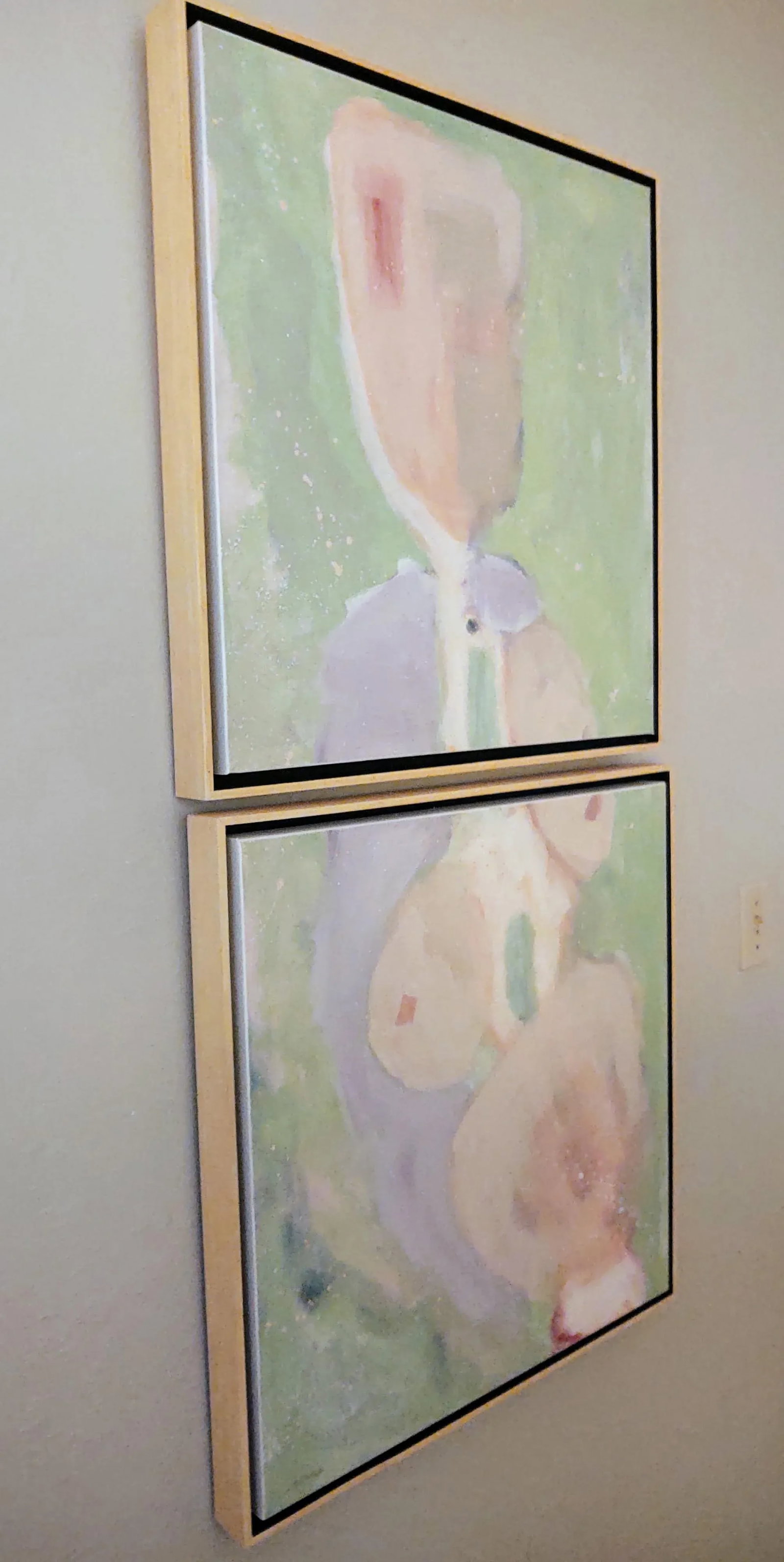 "Conception" Contemporary Abstract Figurative Acrylic Diptych Painting, Framed - Set of 2 - 2