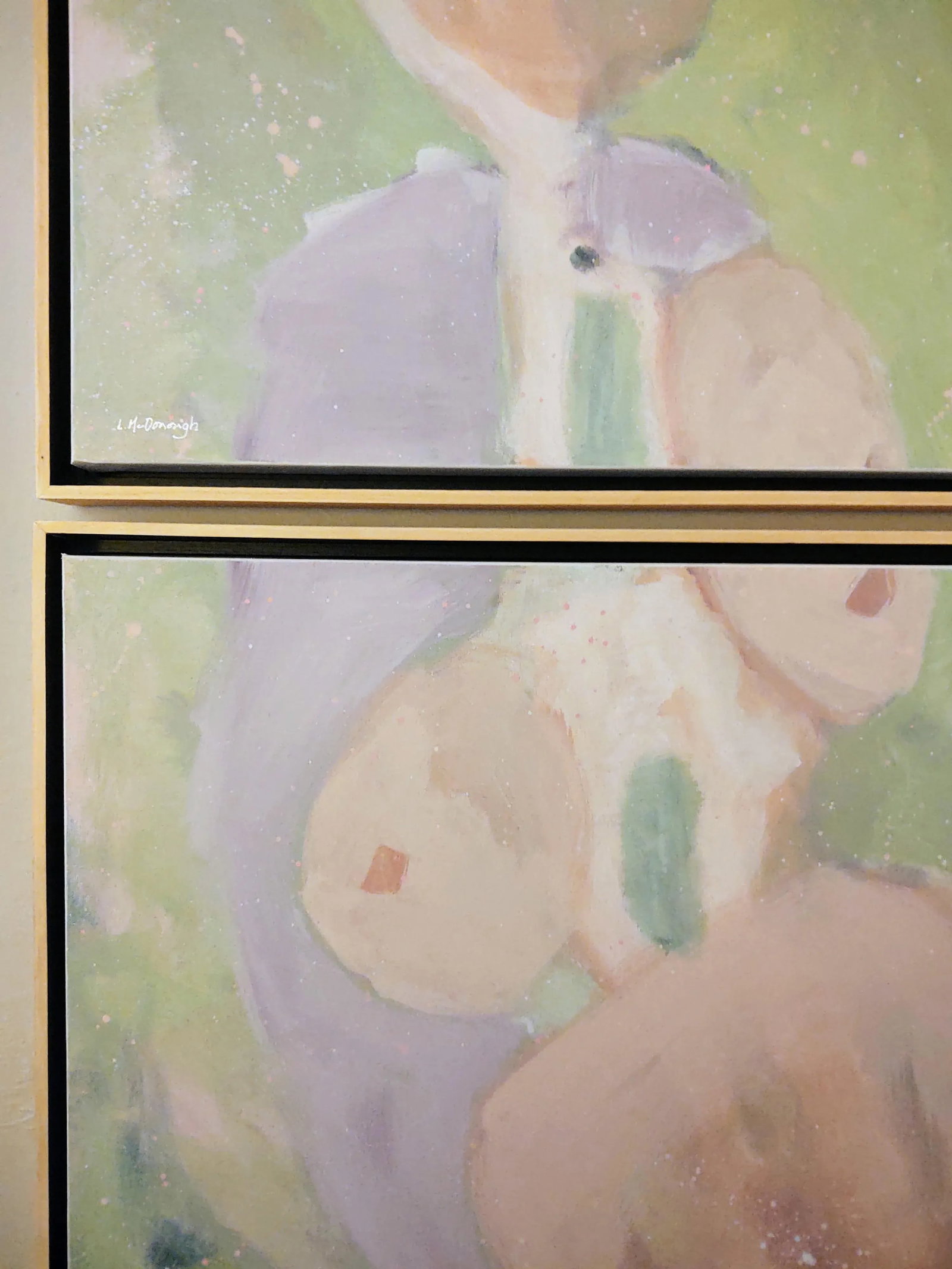 "Conception" Contemporary Abstract Figurative Acrylic Diptych Painting, Framed - Set of 2 - 5