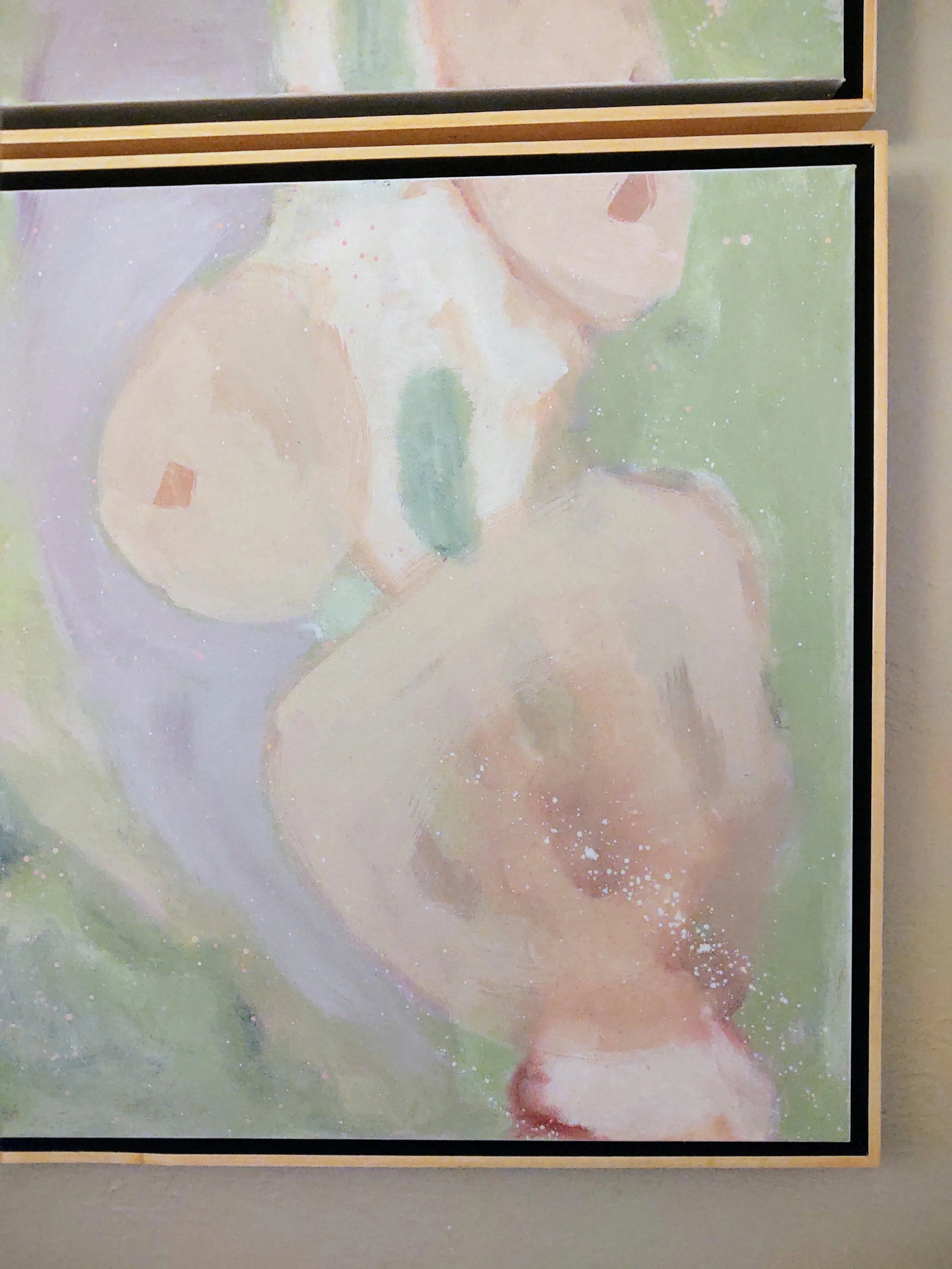 "Conception" Contemporary Abstract Figurative Acrylic Diptych Painting, Framed - Set of 2 - 6