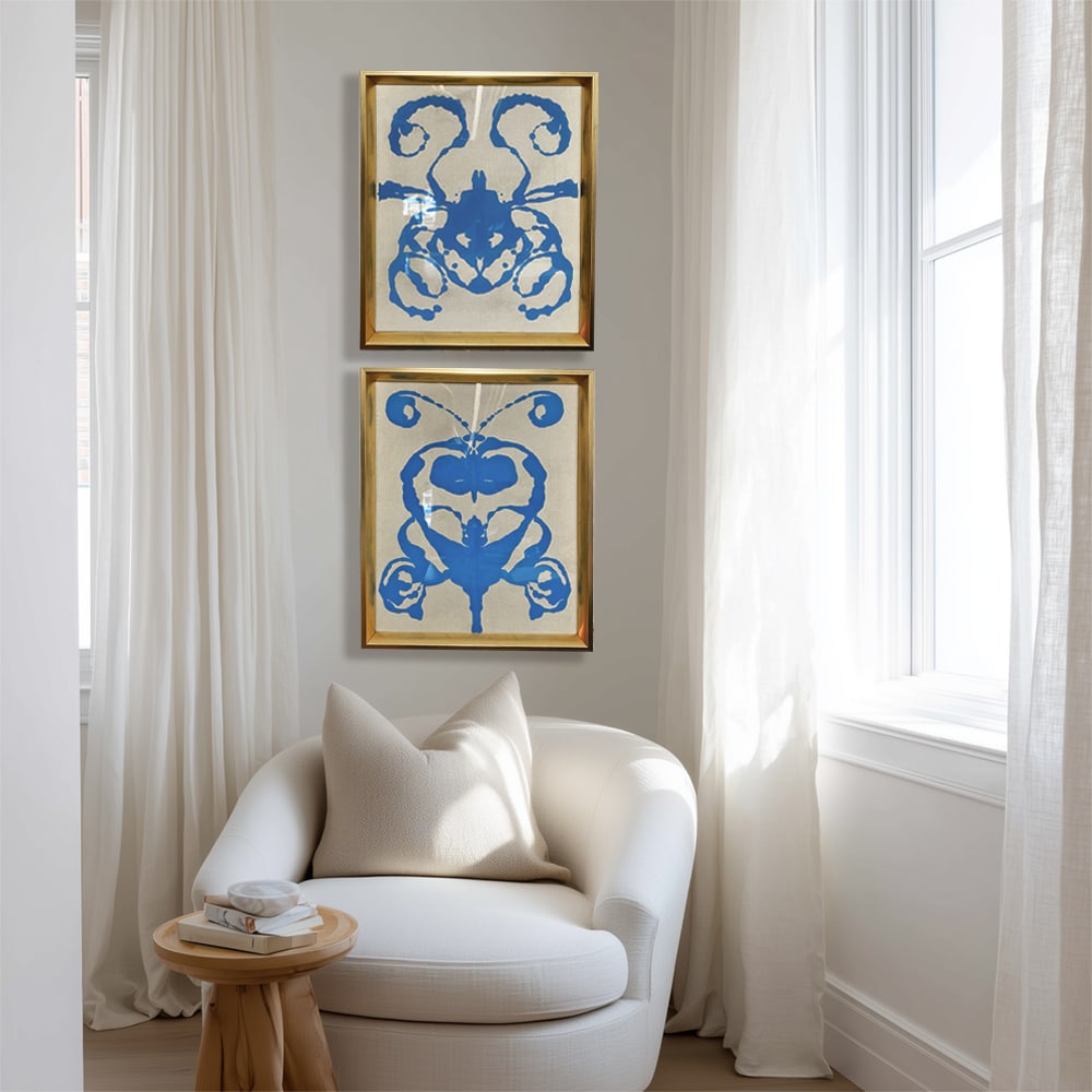 Original Rorschach Test-Inspired Abstract Paintings - Hand-Painted Acrylic on Canvas, Framed Modern - 2