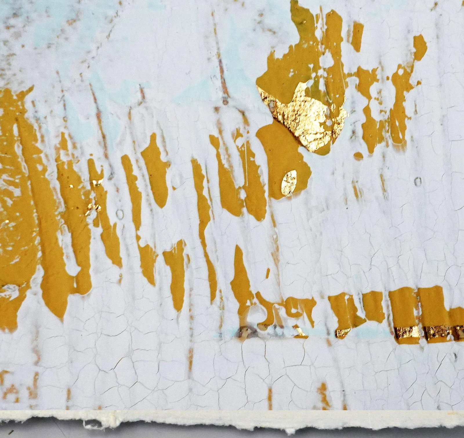 "Marvel.II" Contemporary Minimalist Abstract With Gold Leaf Painting, Framed - 4
