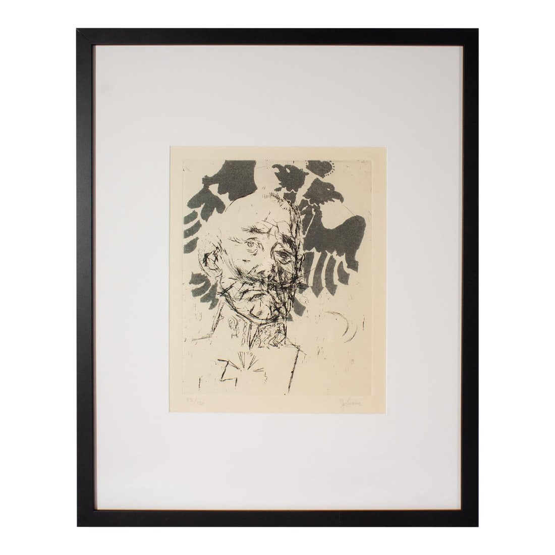 1966 "Prussian General" Portrait Etching by Jack Levine (1 of 8)