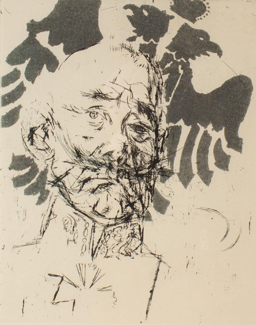 1966 "Prussian General" Portrait Etching by Jack Levine - 2