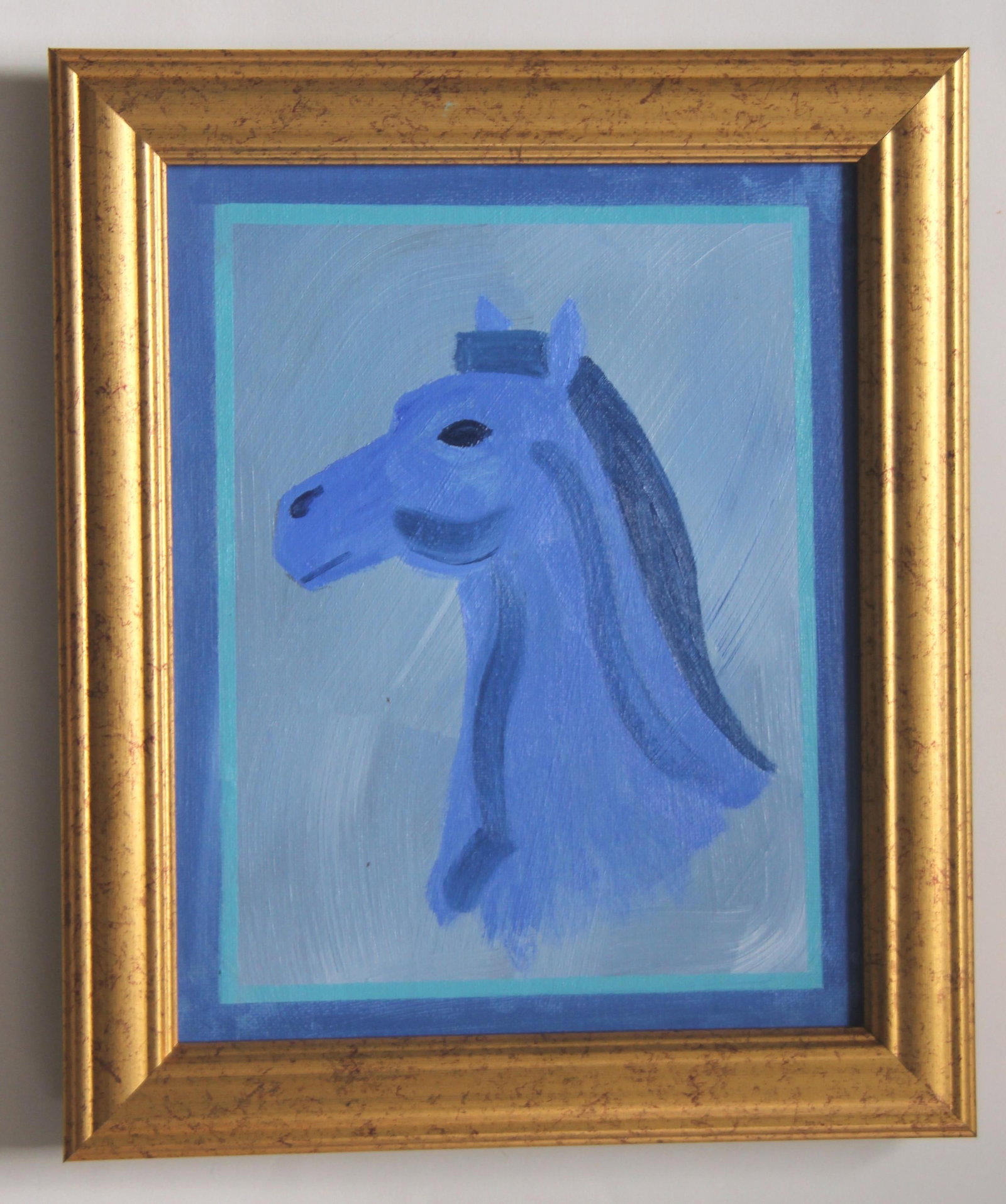Horses Portraits Art Deco Impressionism Minimalism Green Original Oil Painting Cleo Plowden - 6