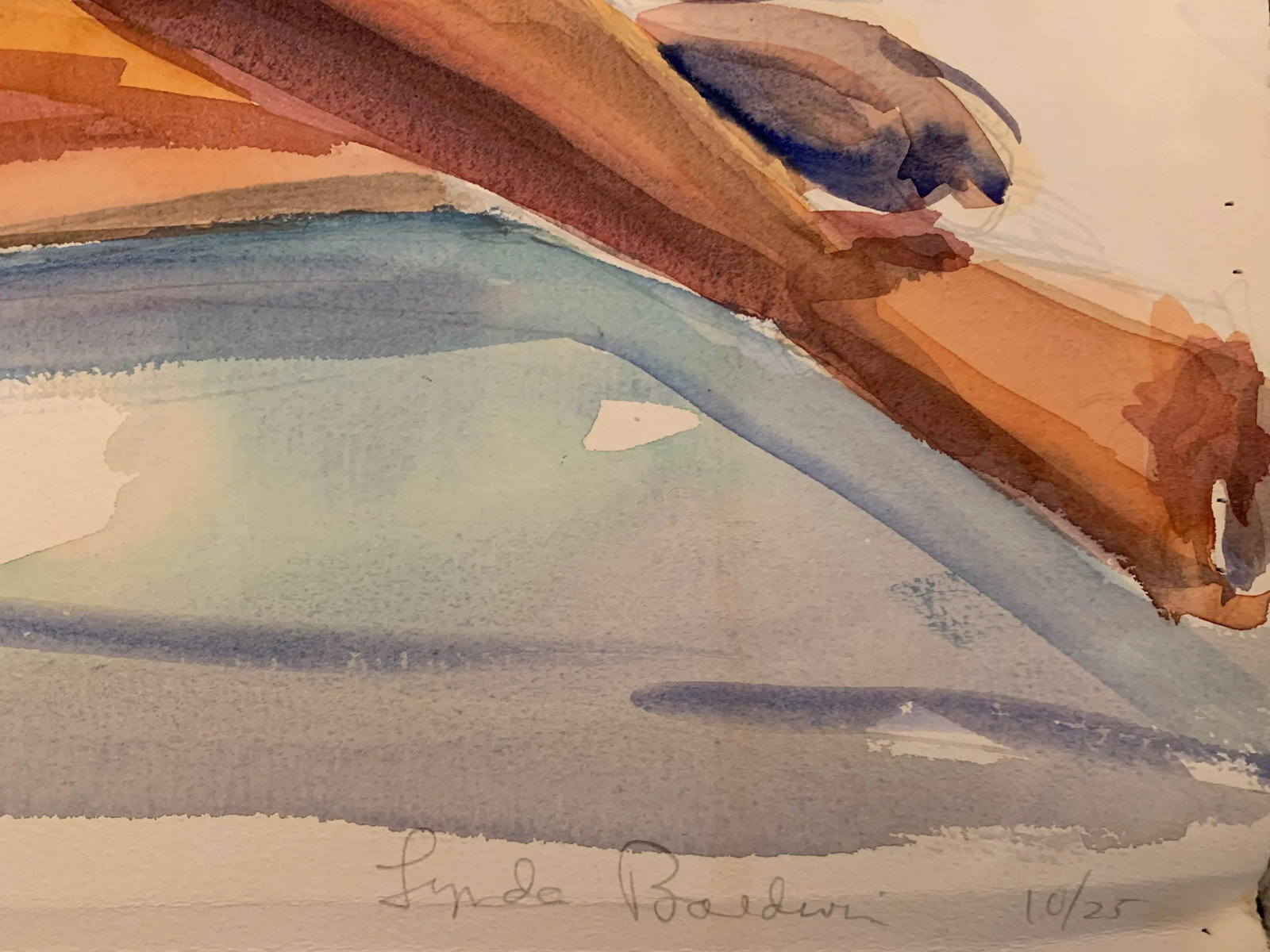 1990s Figurative Nude Watercolor Painting on Paper Signed Lynda Baldwin 10/25 - 4
