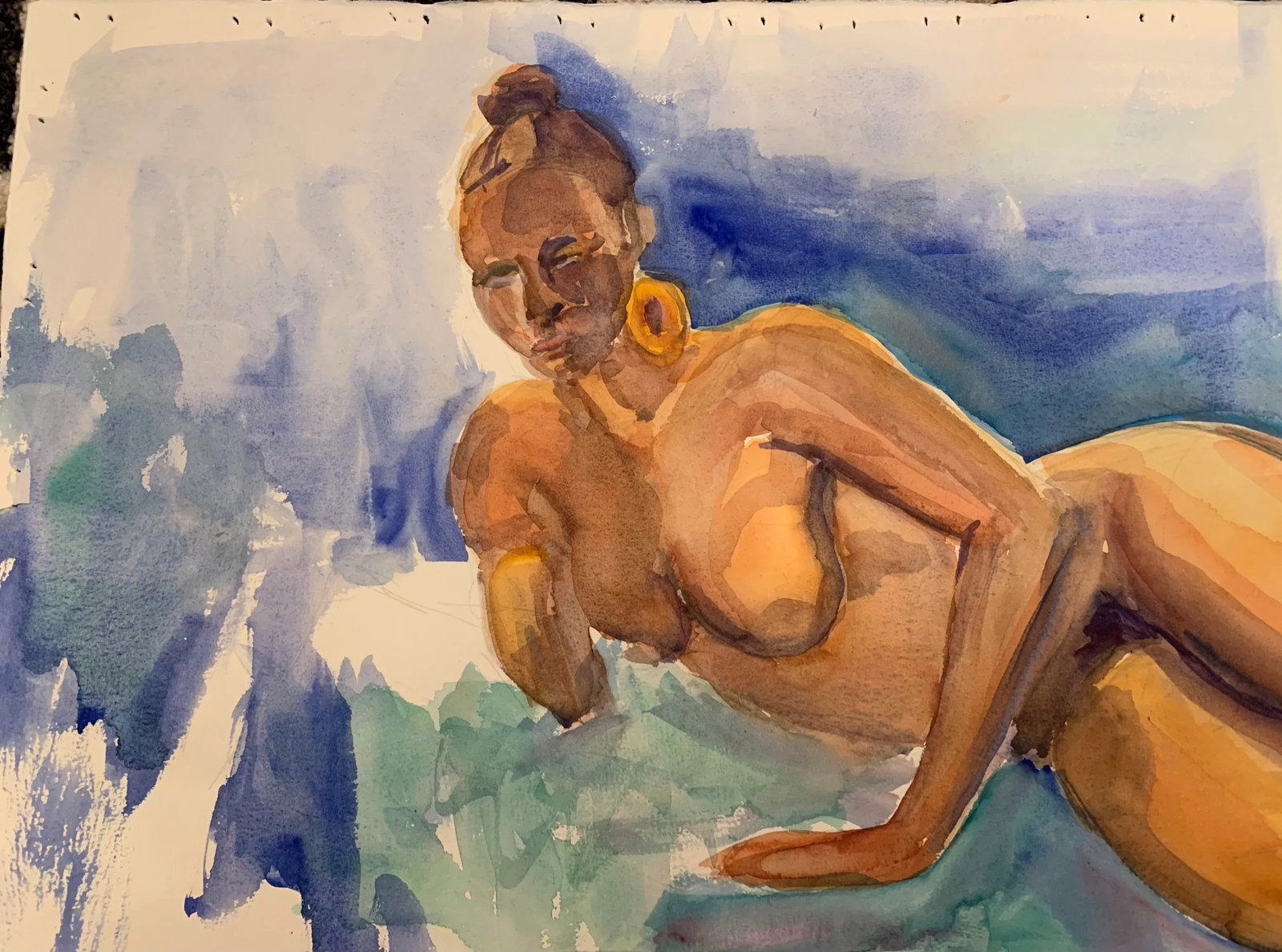 1990s Figurative Nude Watercolor Painting on Paper Signed Lynda Baldwin 10/25 - 6