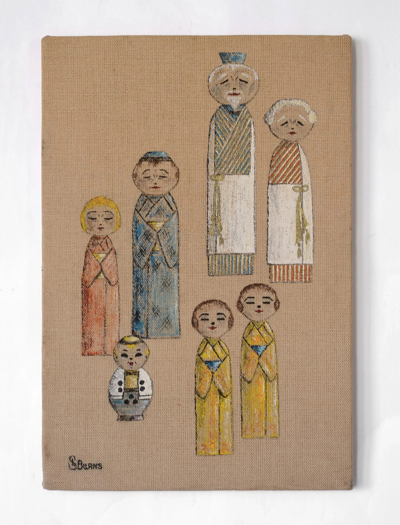 VIntage Signed Japanese Kokeshi Doll Generational Family Painting - 11