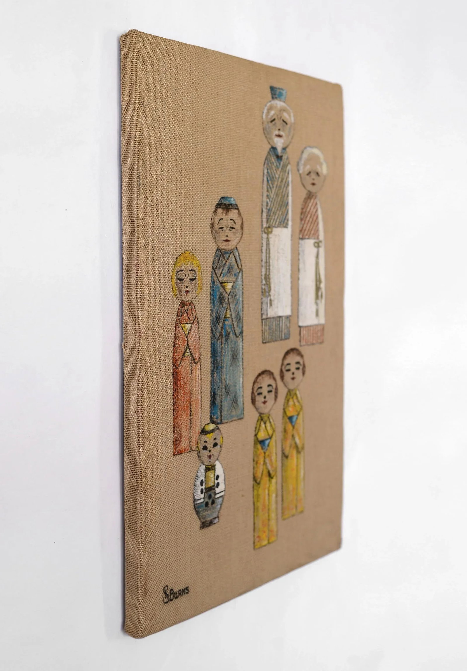 VIntage Signed Japanese Kokeshi Doll Generational Family Painting - 3