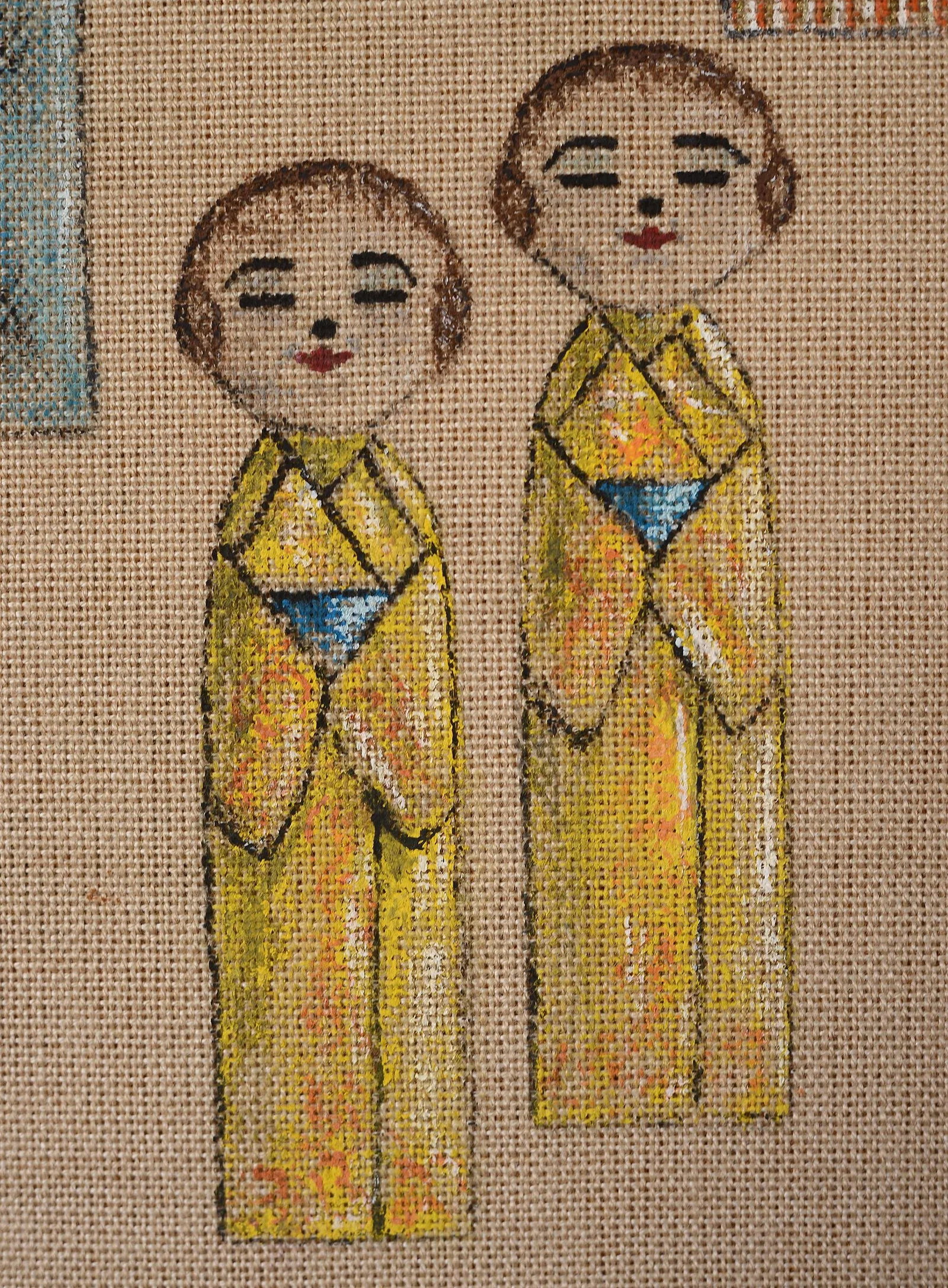 VIntage Signed Japanese Kokeshi Doll Generational Family Painting - 4