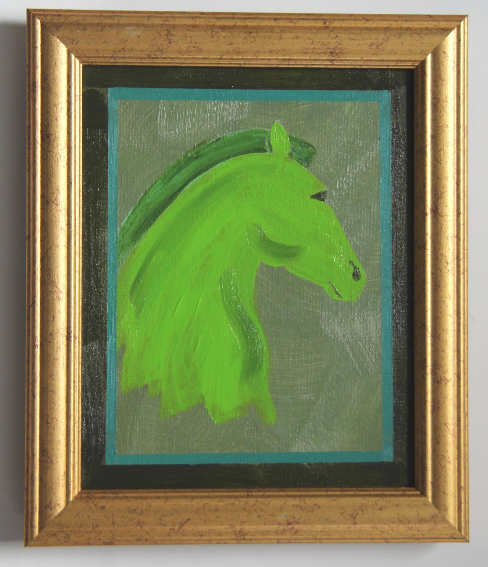 Horse Portrait Blue Minimalism Art Deco Abstract Original Oil Painting Cleo Plowden - 5