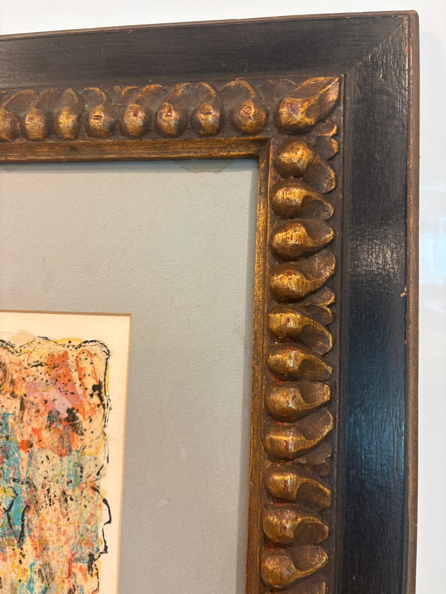 Young Harlequin Signed Artist Proof Lithograph by Berto Taubert Framed Carved Wood - 6