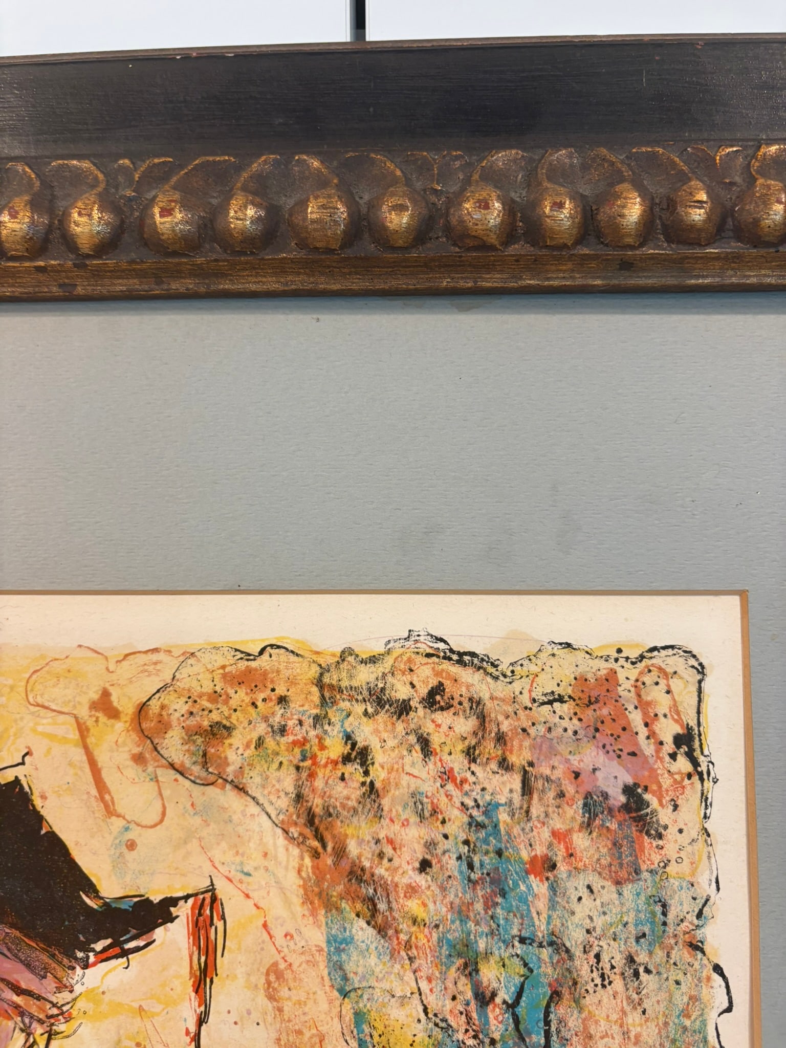Young Harlequin Signed Artist Proof Lithograph by Berto Taubert Framed Carved Wood - 7
