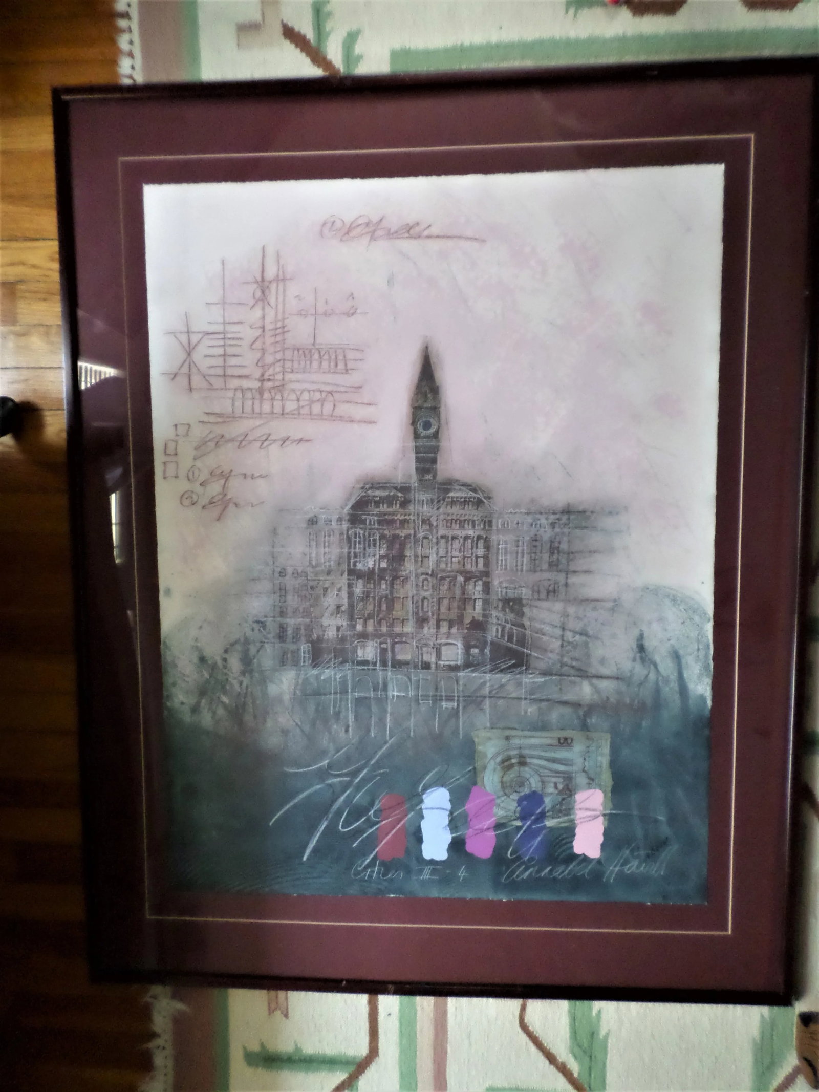 1970s "Cities III - 4" Architectural Surrealist Work on Paper, Framed - 3