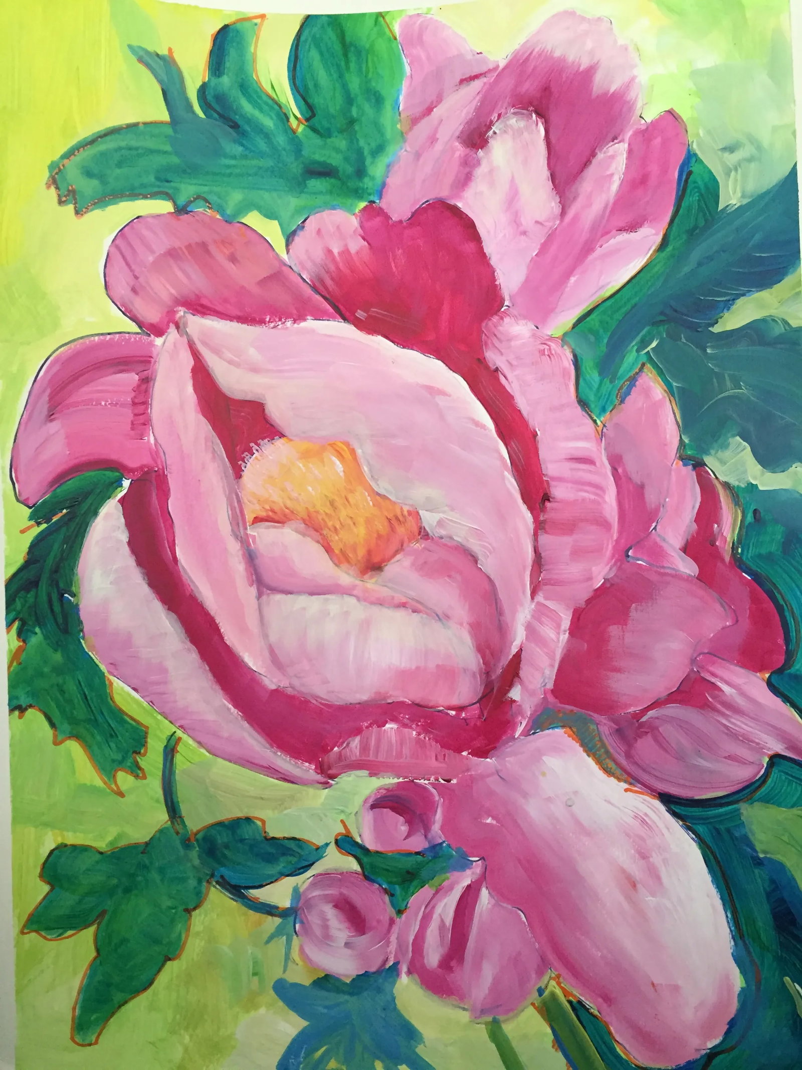 Contemporary Botanical Acrylic Painting of a Peony Bud by Marina Movshina, Framed - 2