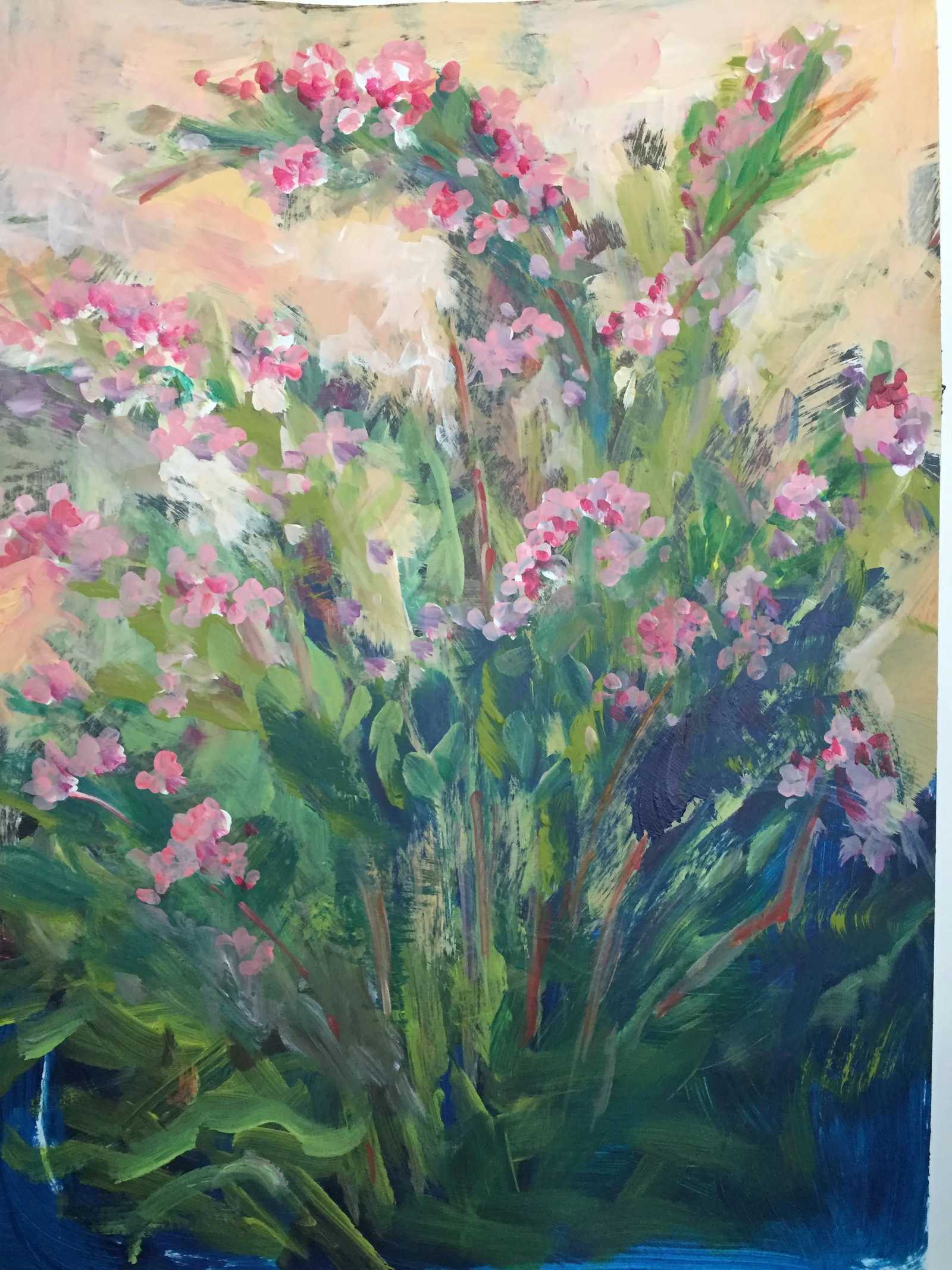 Contemporary Botanical Acrylic Painting of a Wiegelia by Marina Movshina, Framed - 2