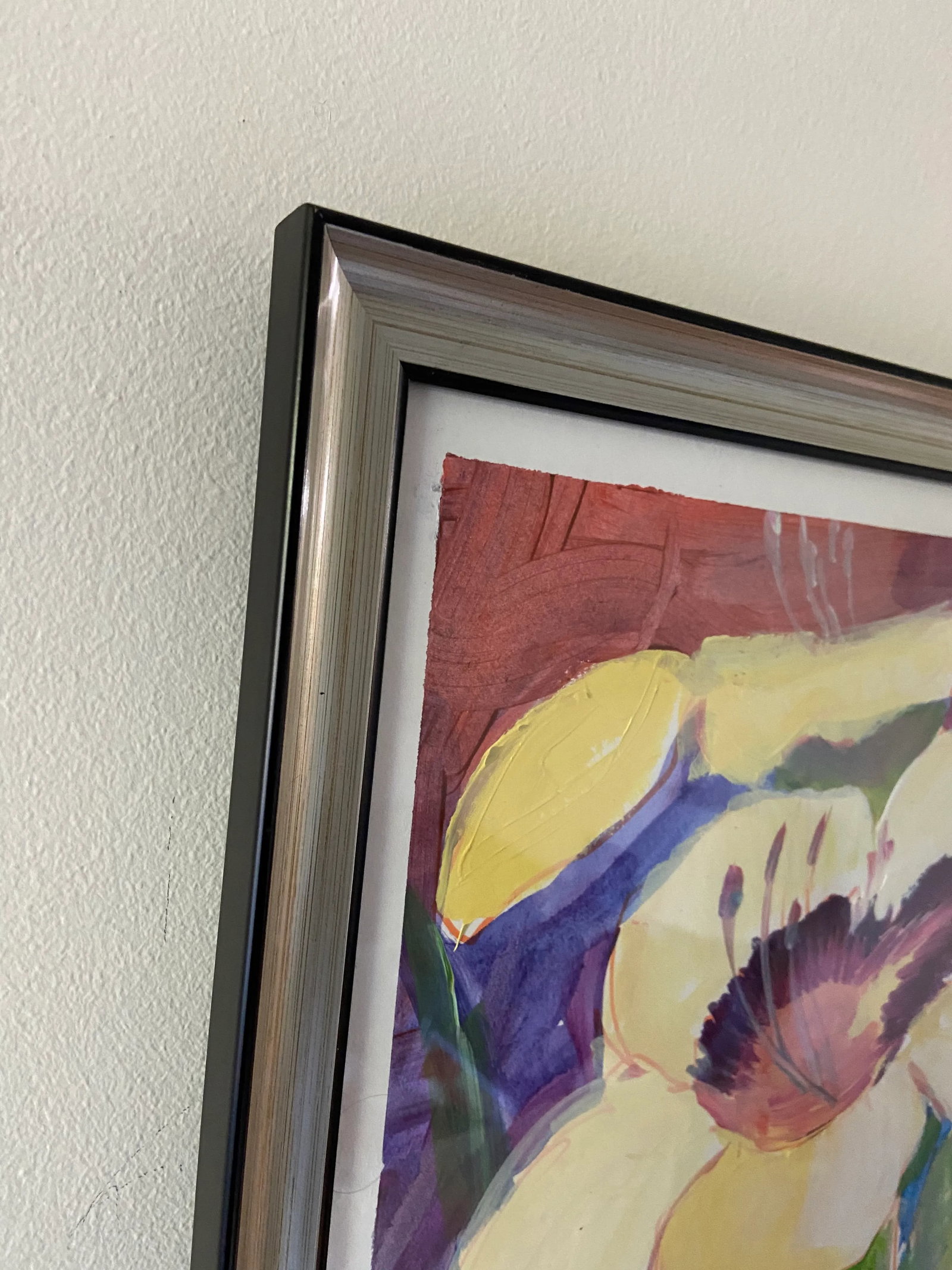 Contemporary Botanical Acrylic Painting of a Cream Day-Lily by Marina Movshina, Framed - 4