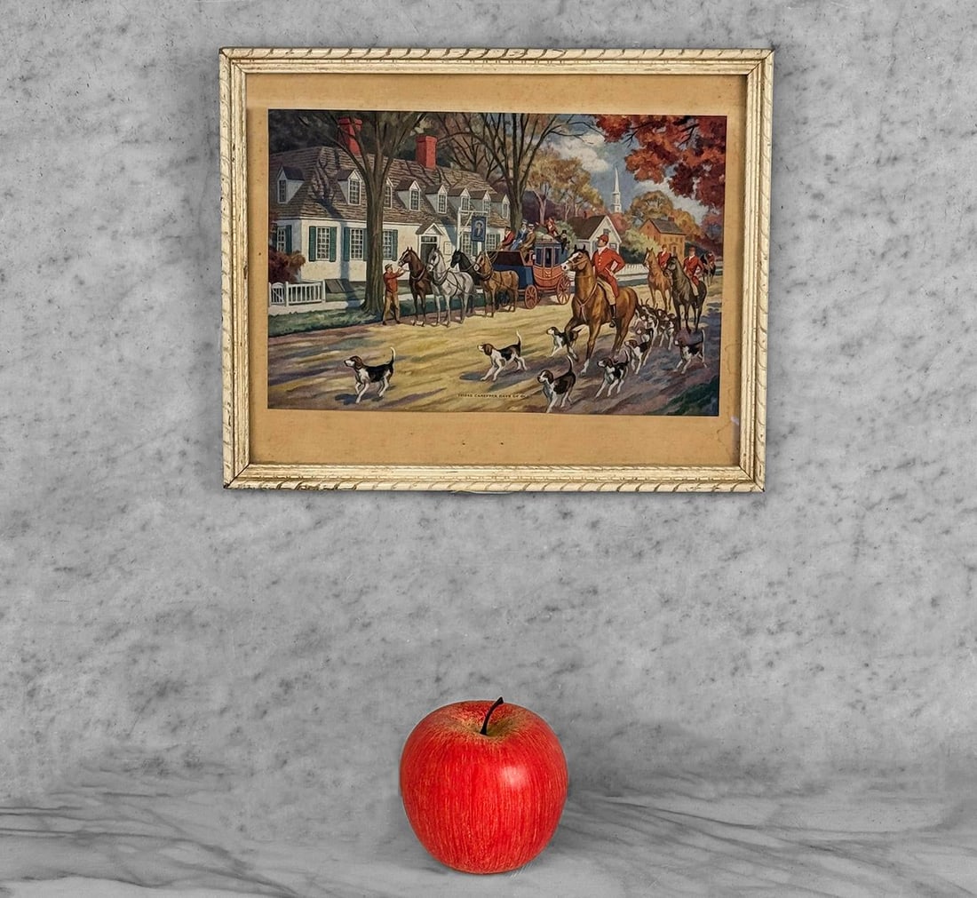 Vintage English Traditional Foxhunt Equestrian Lithograph Framed Art - 3