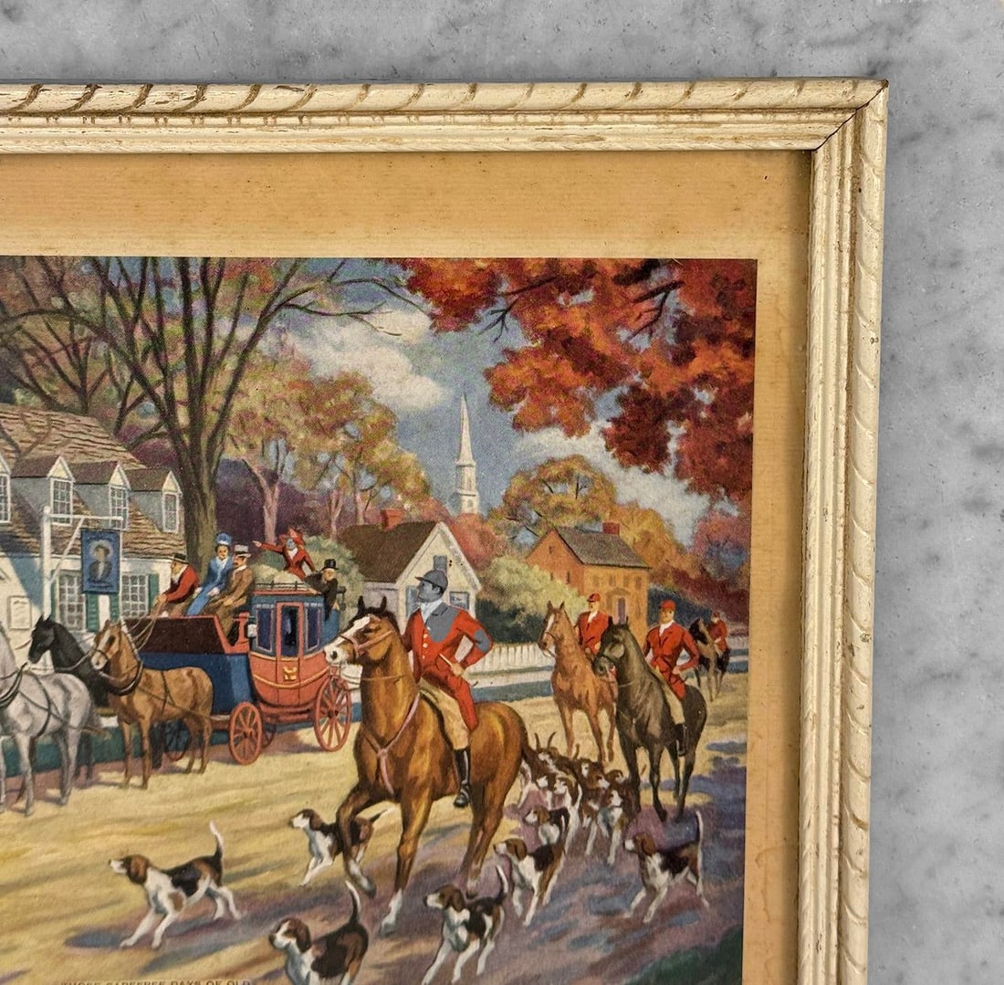Vintage English Traditional Foxhunt Equestrian Lithograph Framed Art - 5