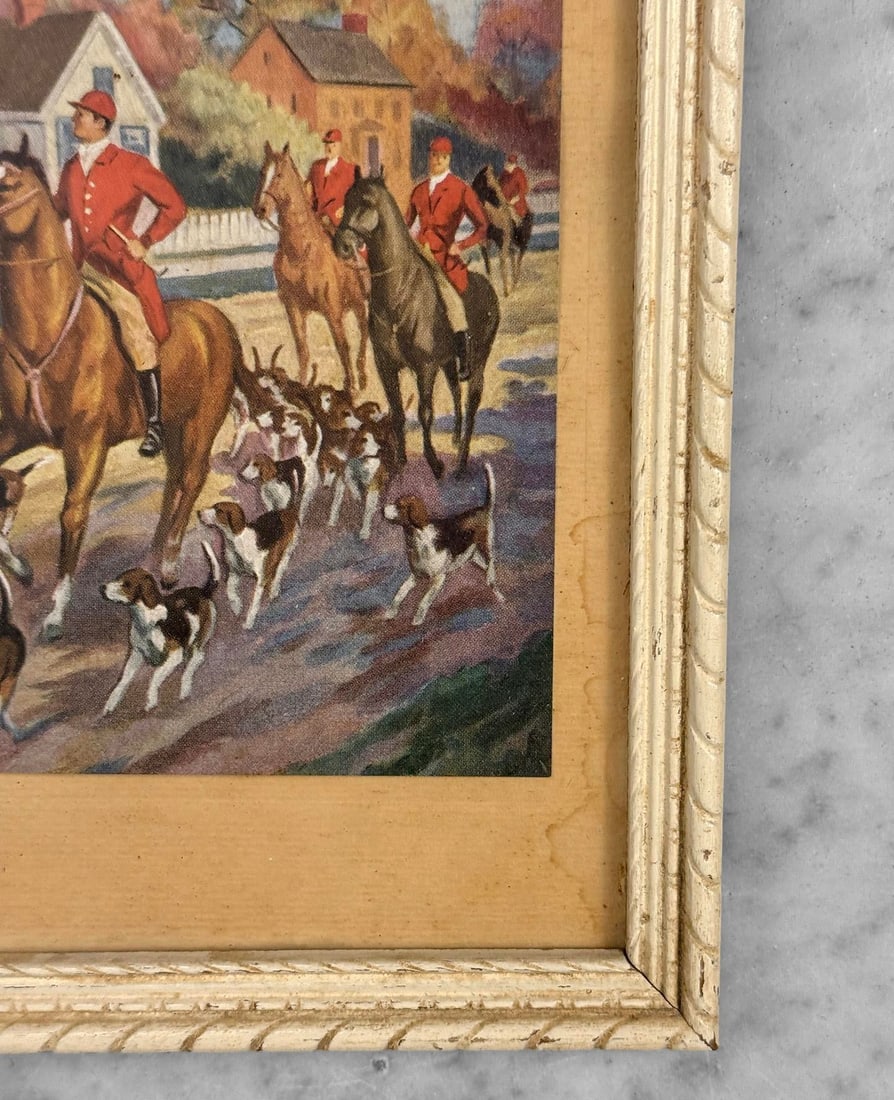 Vintage English Traditional Foxhunt Equestrian Lithograph Framed Art - 7