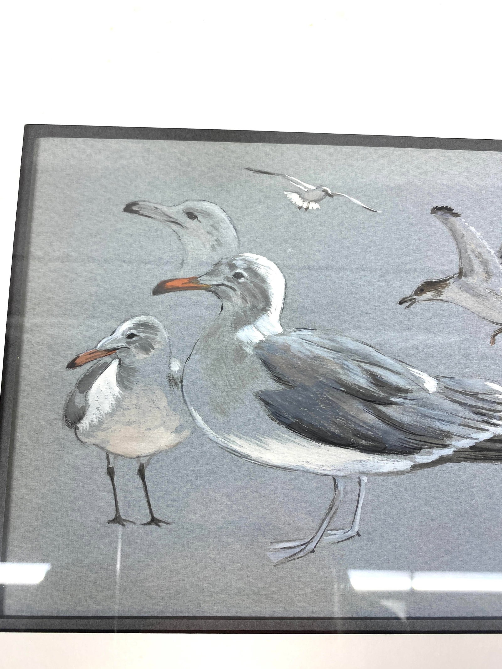 Original William Timmins (American, 1915-1985) Seagulls Painting - Mid-20th-Century Monterey Coastal - 2