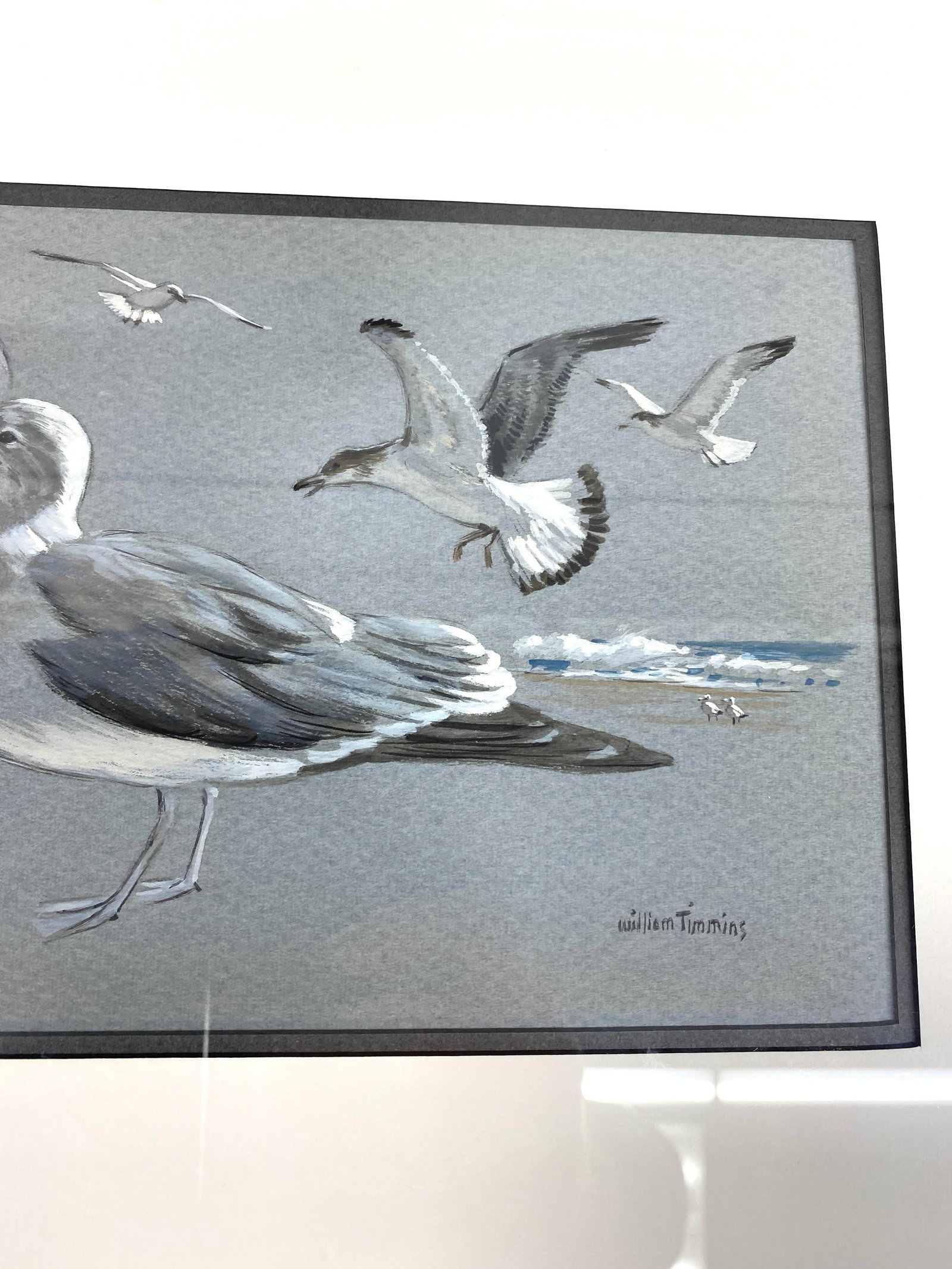 Original William Timmins (American, 1915-1985) Seagulls Painting - Mid-20th-Century Monterey Coastal - 3