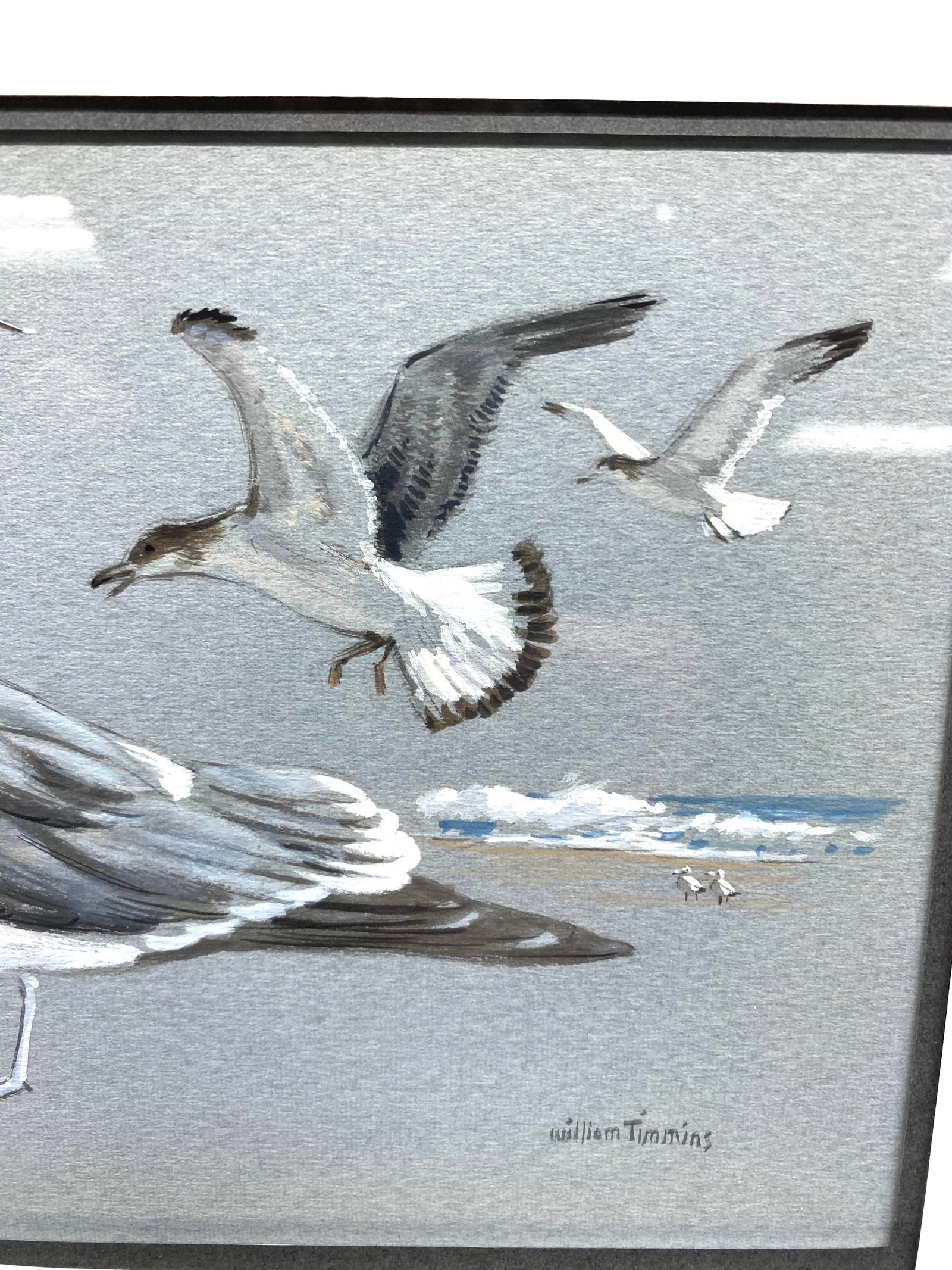 Original William Timmins (American, 1915-1985) Seagulls Painting - Mid-20th-Century Monterey Coastal - 5