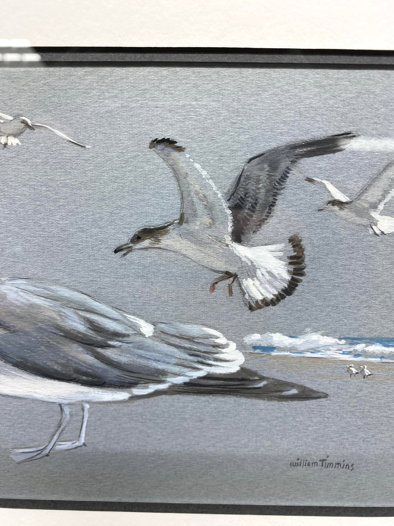 Original William Timmins (American, 1915-1985) Seagulls Painting - Mid-20th-Century Monterey Coastal - 7