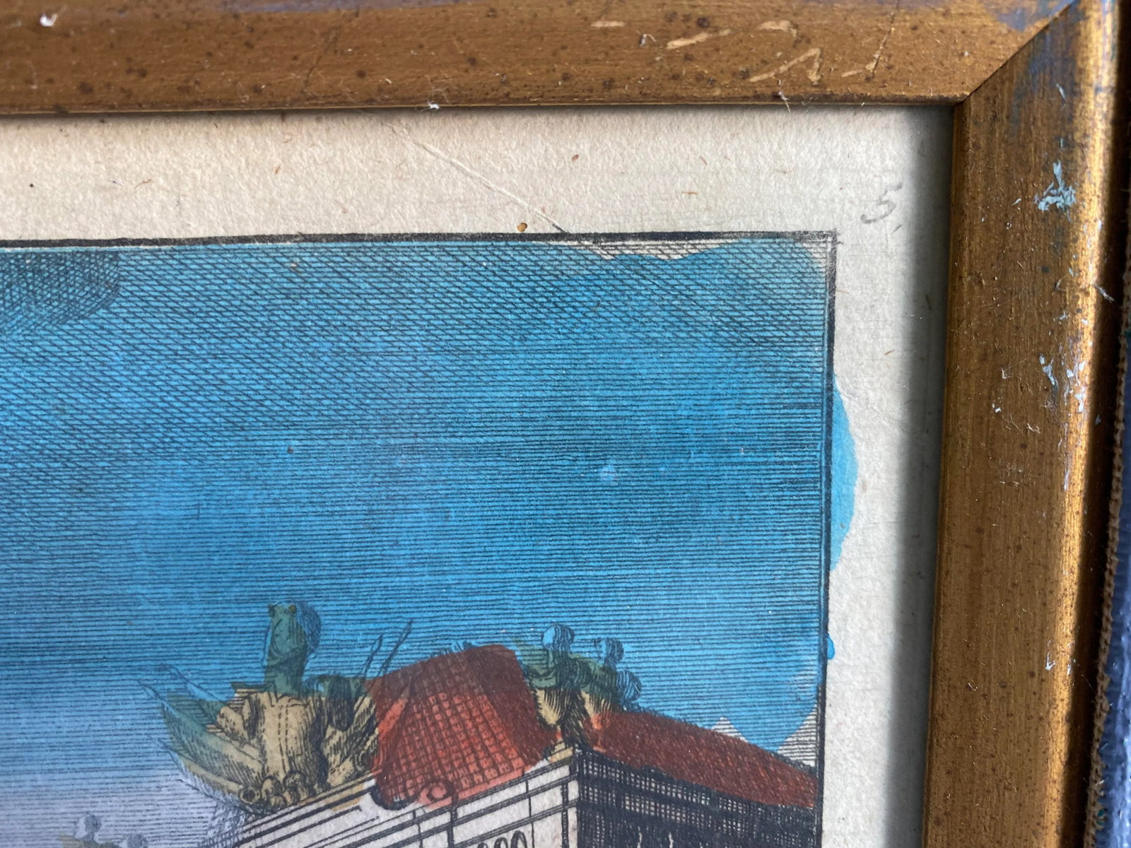18th Century Hand Colored Engraving of the Royal Palace in Prague, Framed - 2