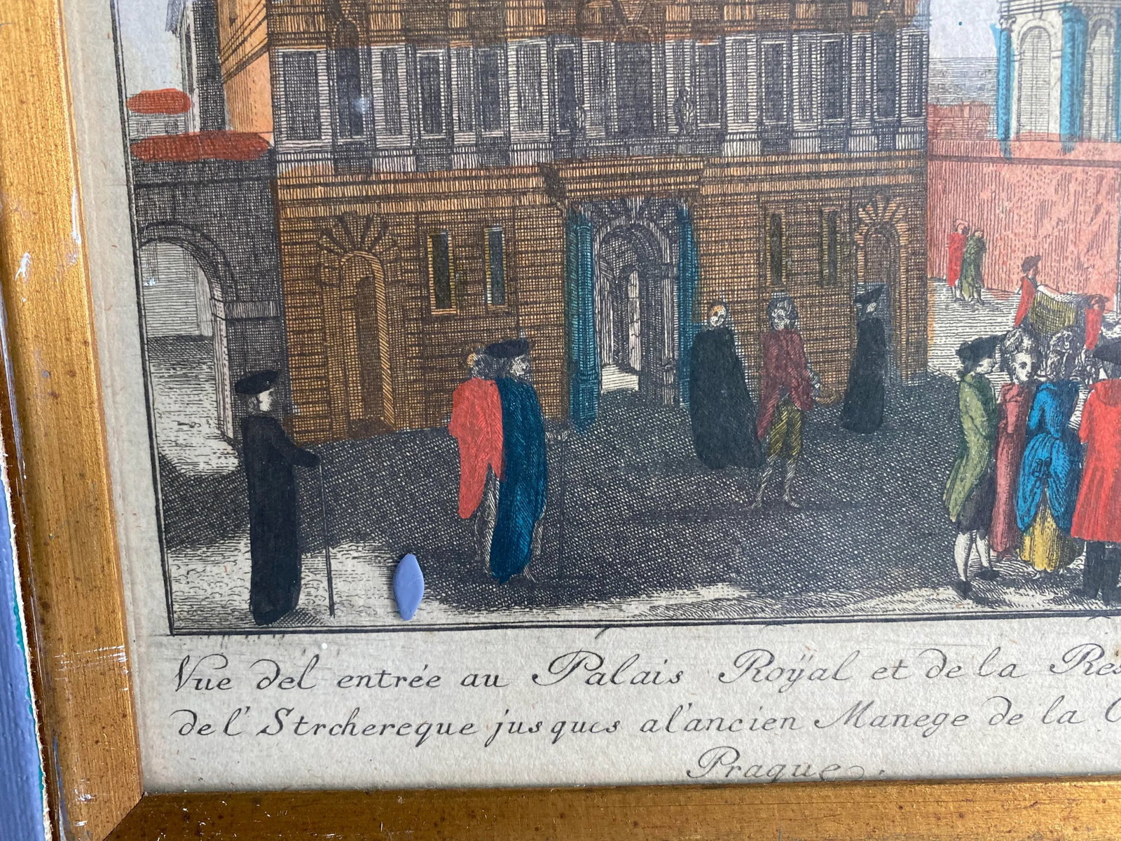 18th Century Hand Colored Engraving of the Royal Palace in Prague, Framed - 5