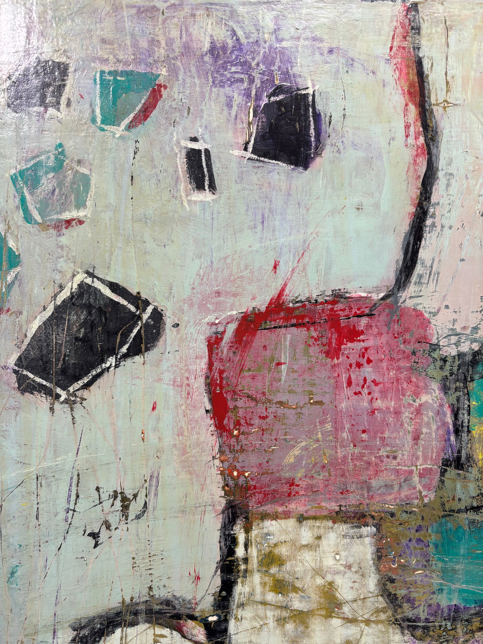 "Somewhere Along the Way" Contemporary Abstract Expressionist Acrylic Painting, Framed by Linda McDo - 10