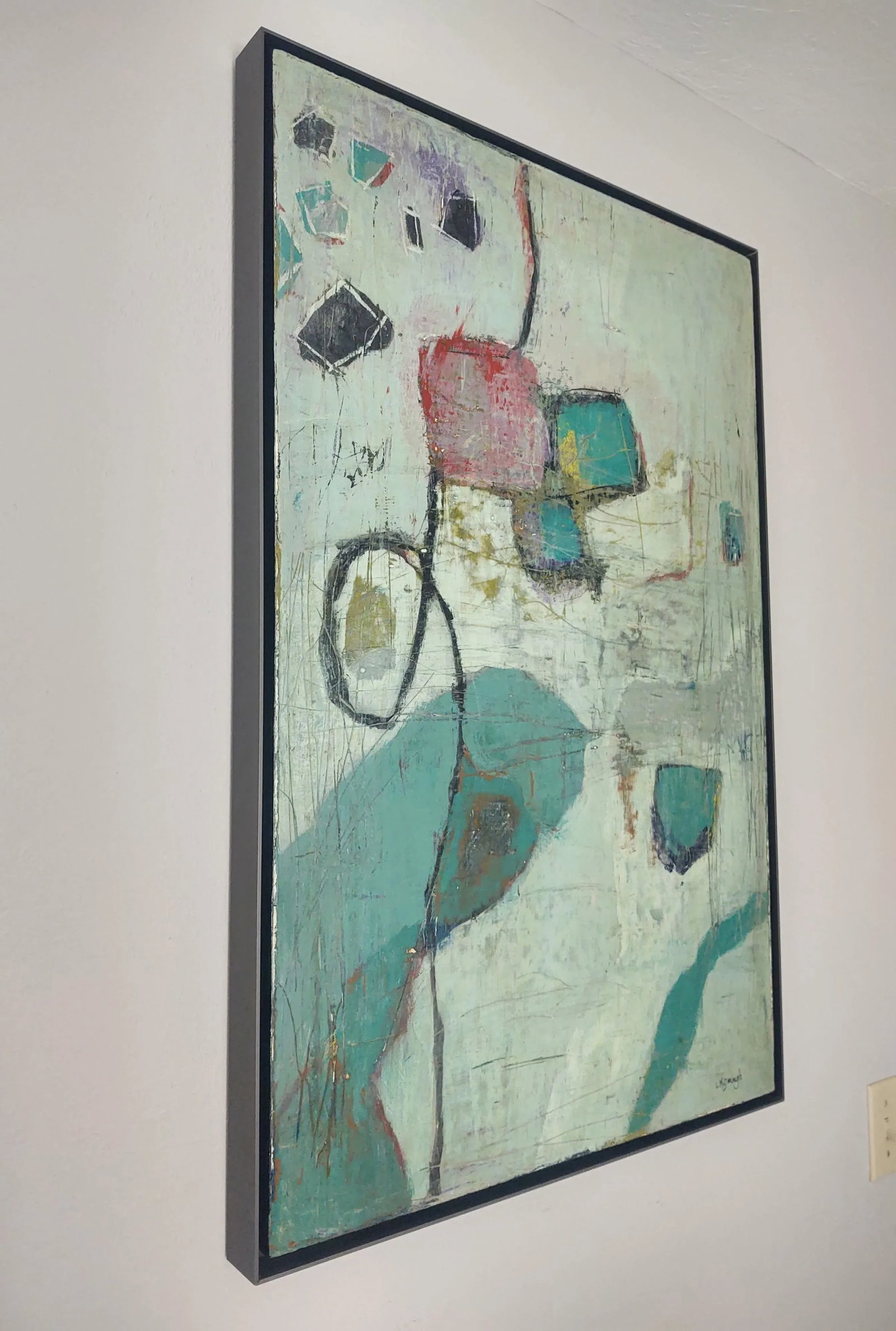 "Somewhere Along the Way" Contemporary Abstract Expressionist Acrylic Painting, Framed by Linda McDo - 3
