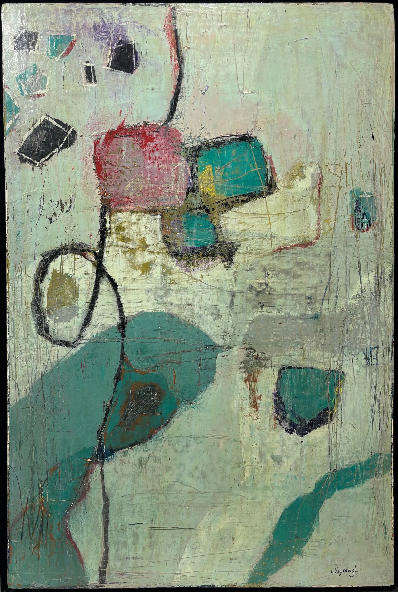 "Somewhere Along the Way" Contemporary Abstract Expressionist Acrylic Painting, Framed by Linda McDo - 5
