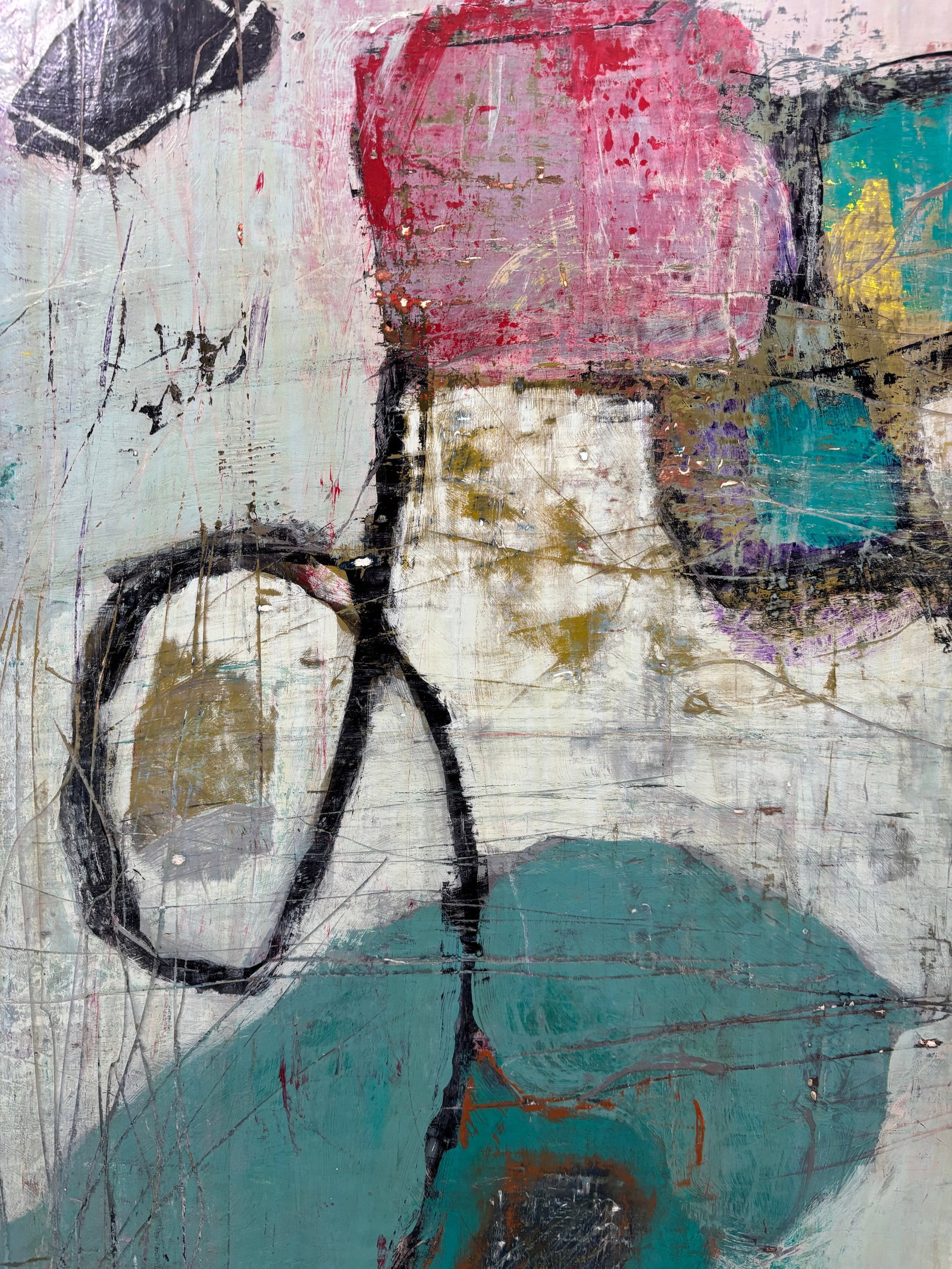 "Somewhere Along the Way" Contemporary Abstract Expressionist Acrylic Painting, Framed by Linda McDo - 6