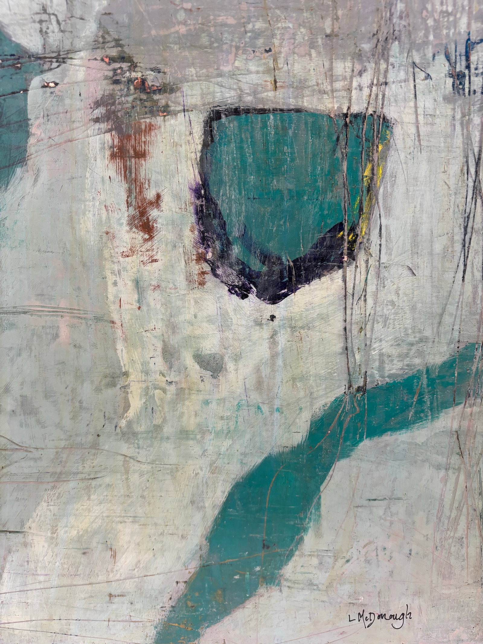 "Somewhere Along the Way" Contemporary Abstract Expressionist Acrylic Painting, Framed by Linda McDo - 7