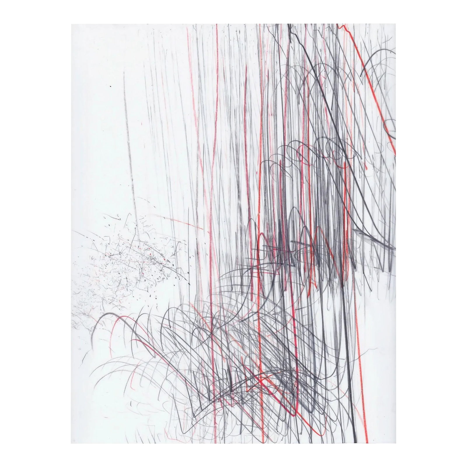 Contemporary Abstract Colored Pencil and Graphite on Plastic Paper Drawing "Screech of Ice Series 43: Colored pencil and graphite on plastic paper Edition: Unique, Unframed. Screech of Iceis a new series of drawings made by holding a bunch of pencils in two hands and letting them to do the controlled
